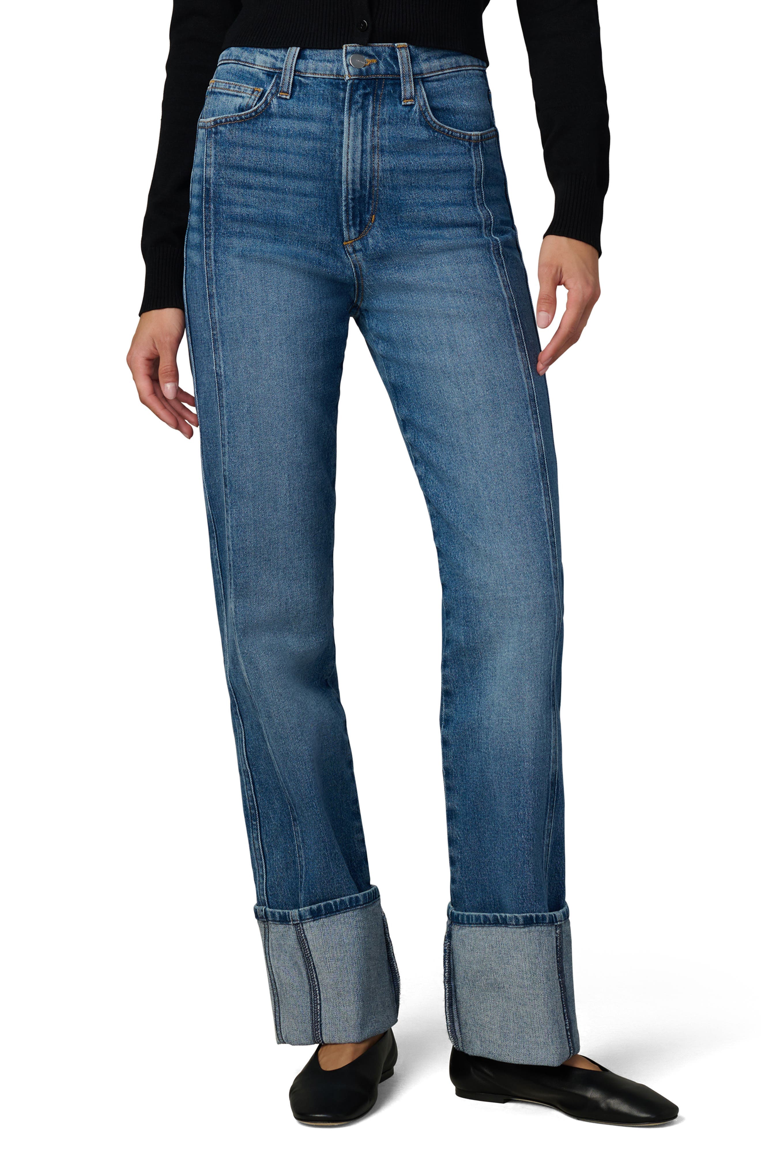 The Margot Cuffed High Waist Straight Leg Jeans - image 1