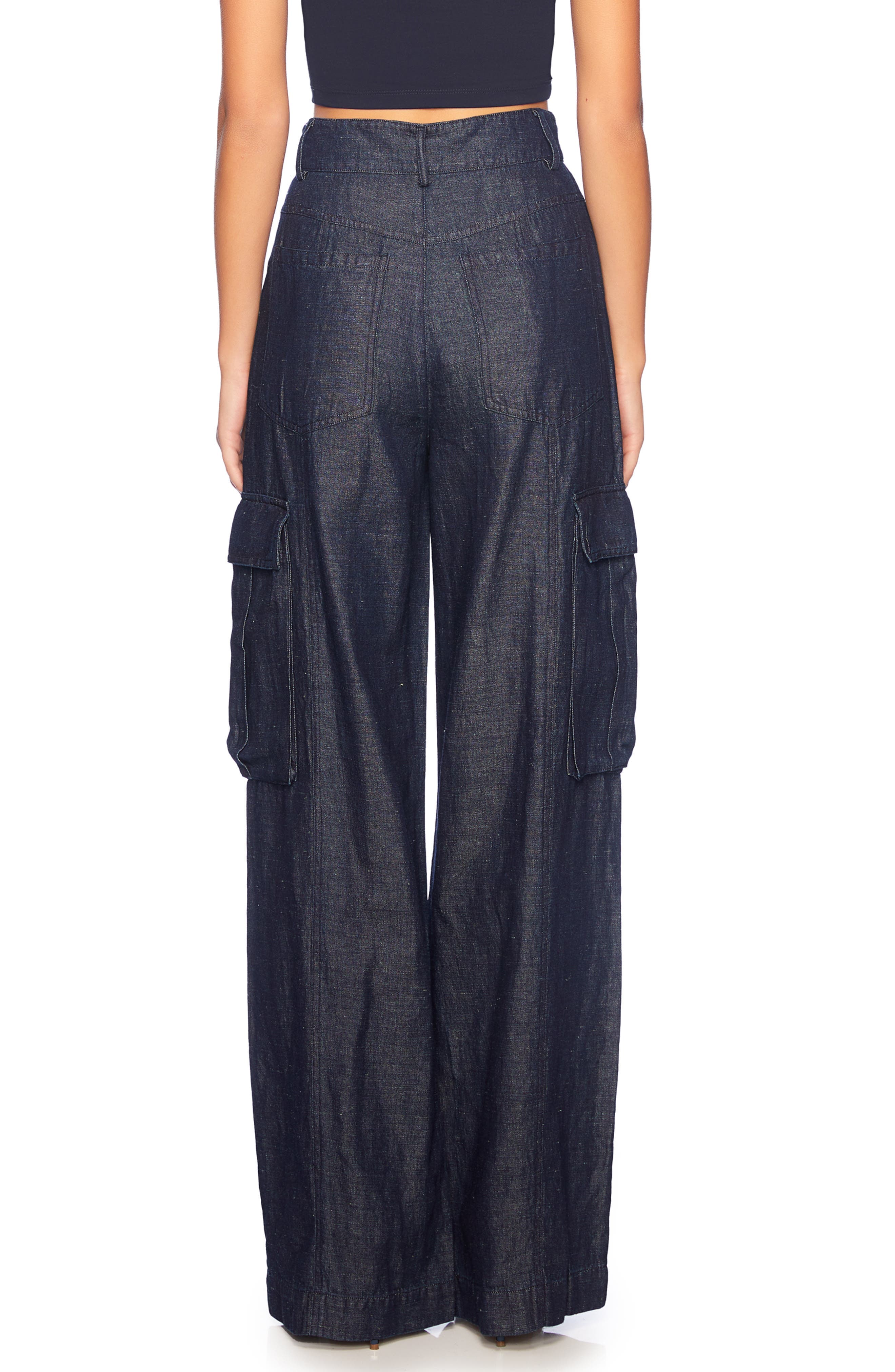 Stretch Cotton & Linen Denim Cargo Pants - image 2