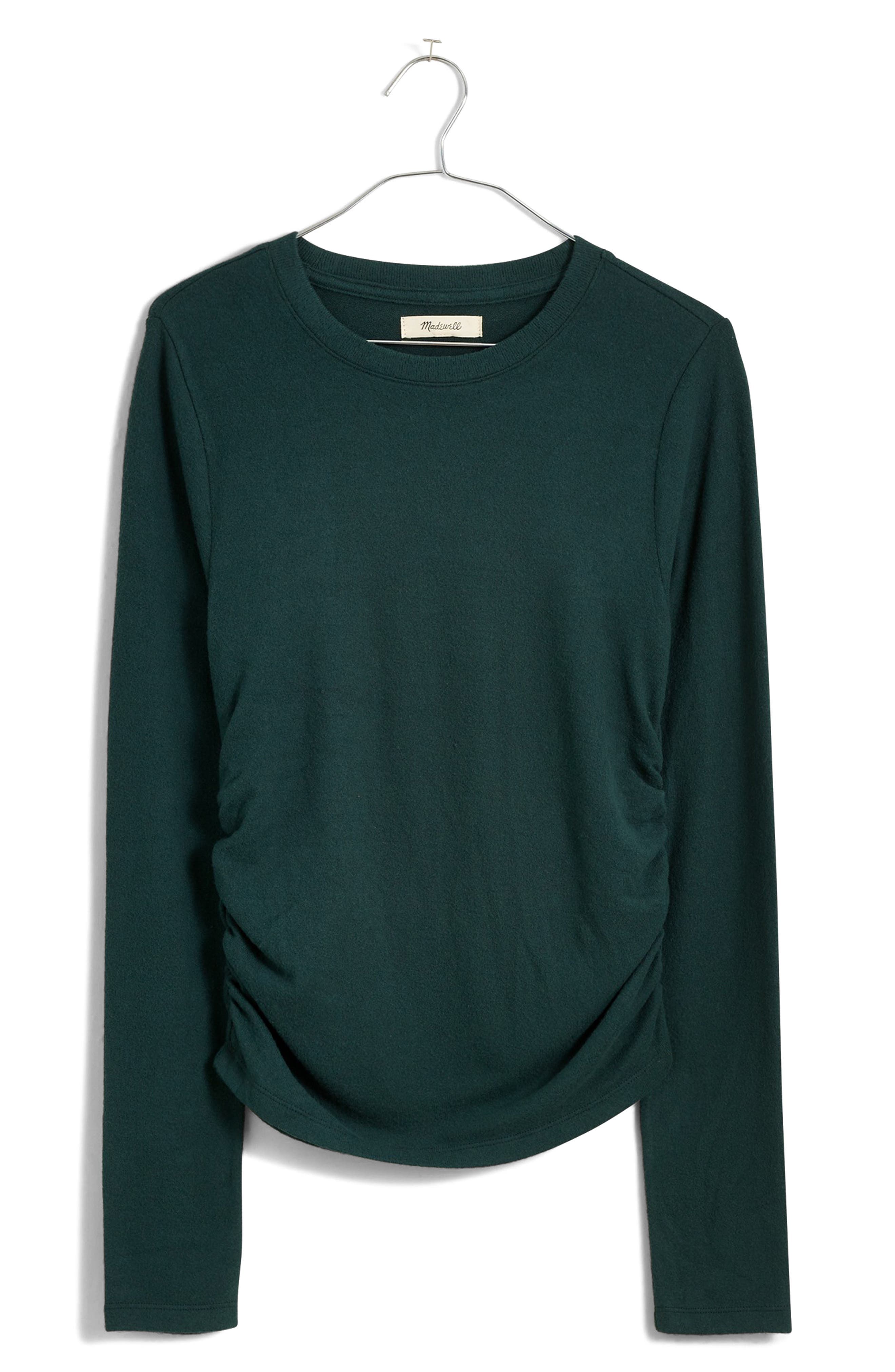 Brushed Jersey Ruched Long Sleeve T-Shirt