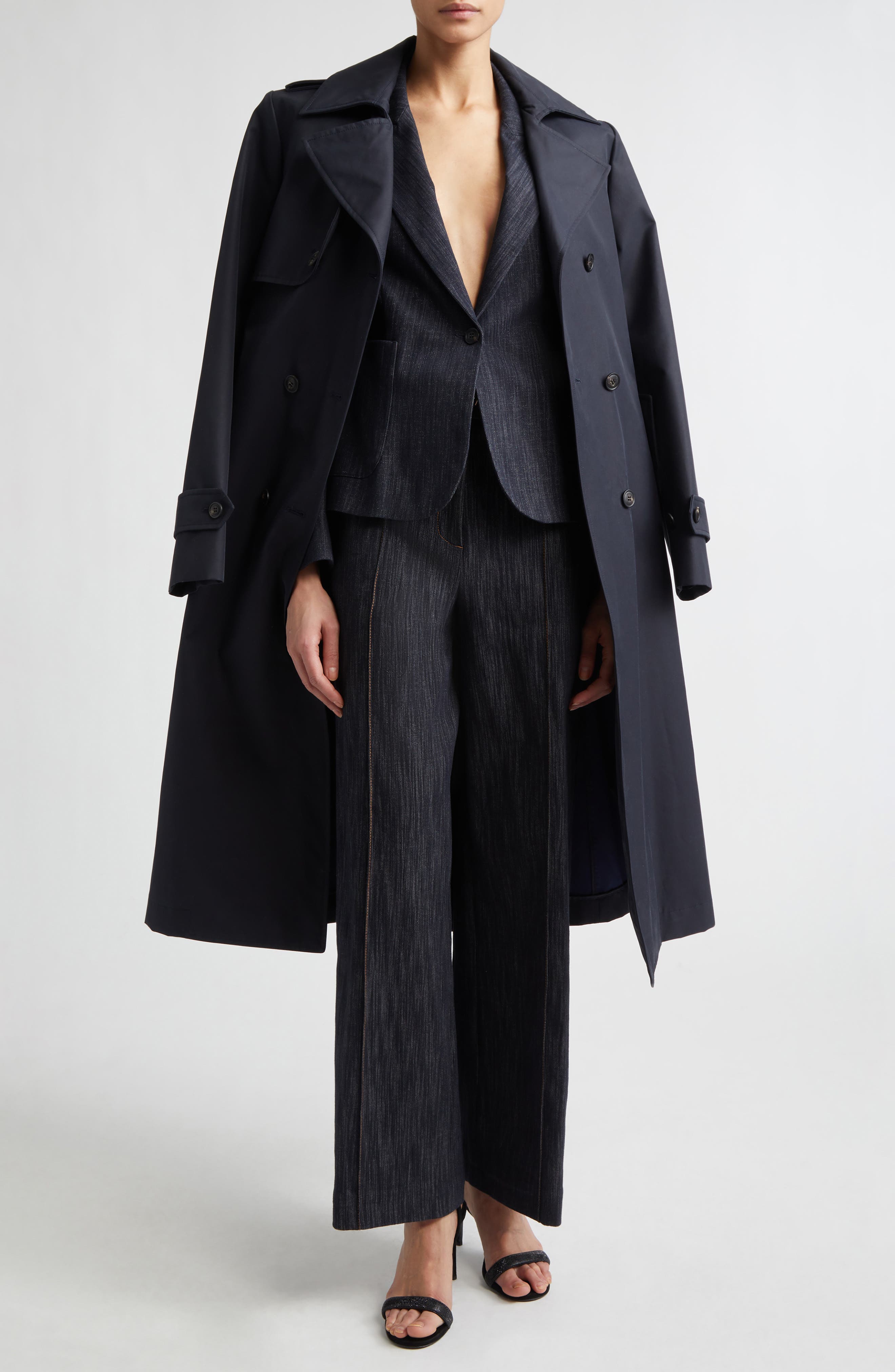 Double Breasted Water Resistant Trench Coat - image 2