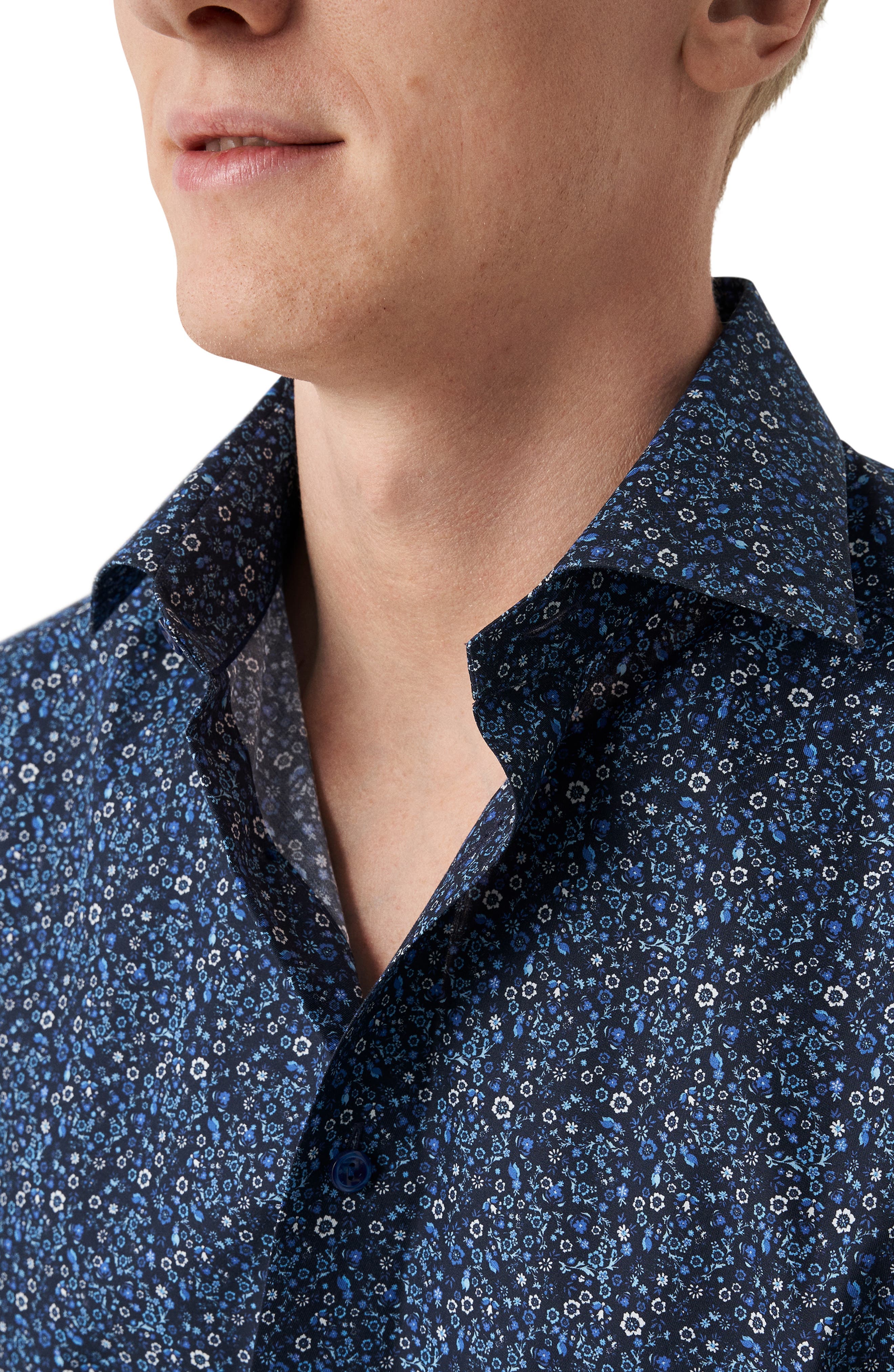 Slim Fit Micro Floral Cotton Twill Dress Shirt - image 2