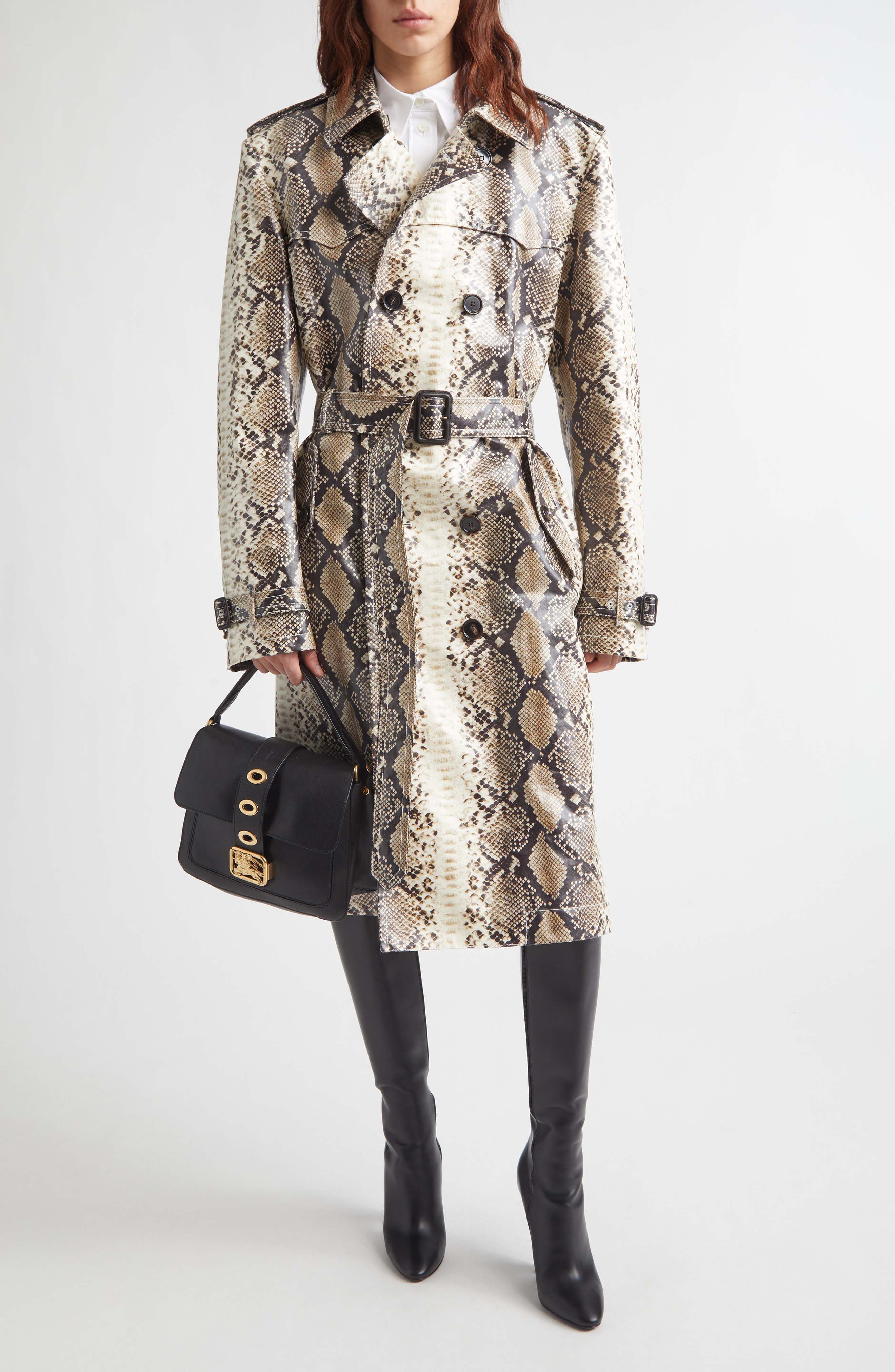 Foxfield Snakeskin Print Coated Trench Coat - image 2