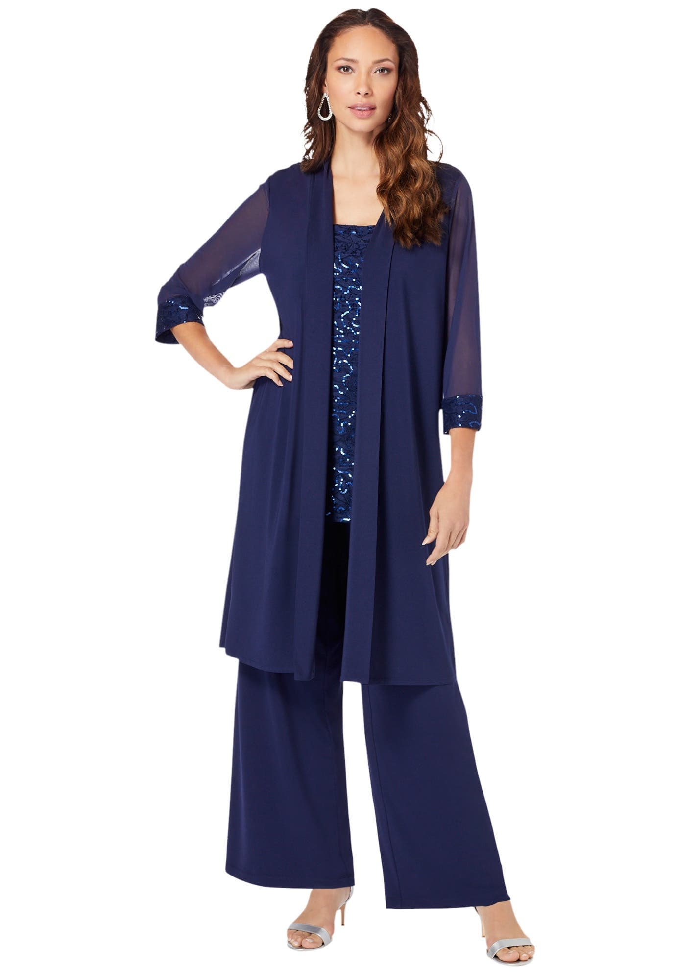 Plus-Size 3 Piece Knit Embellished Pant Set - image 3