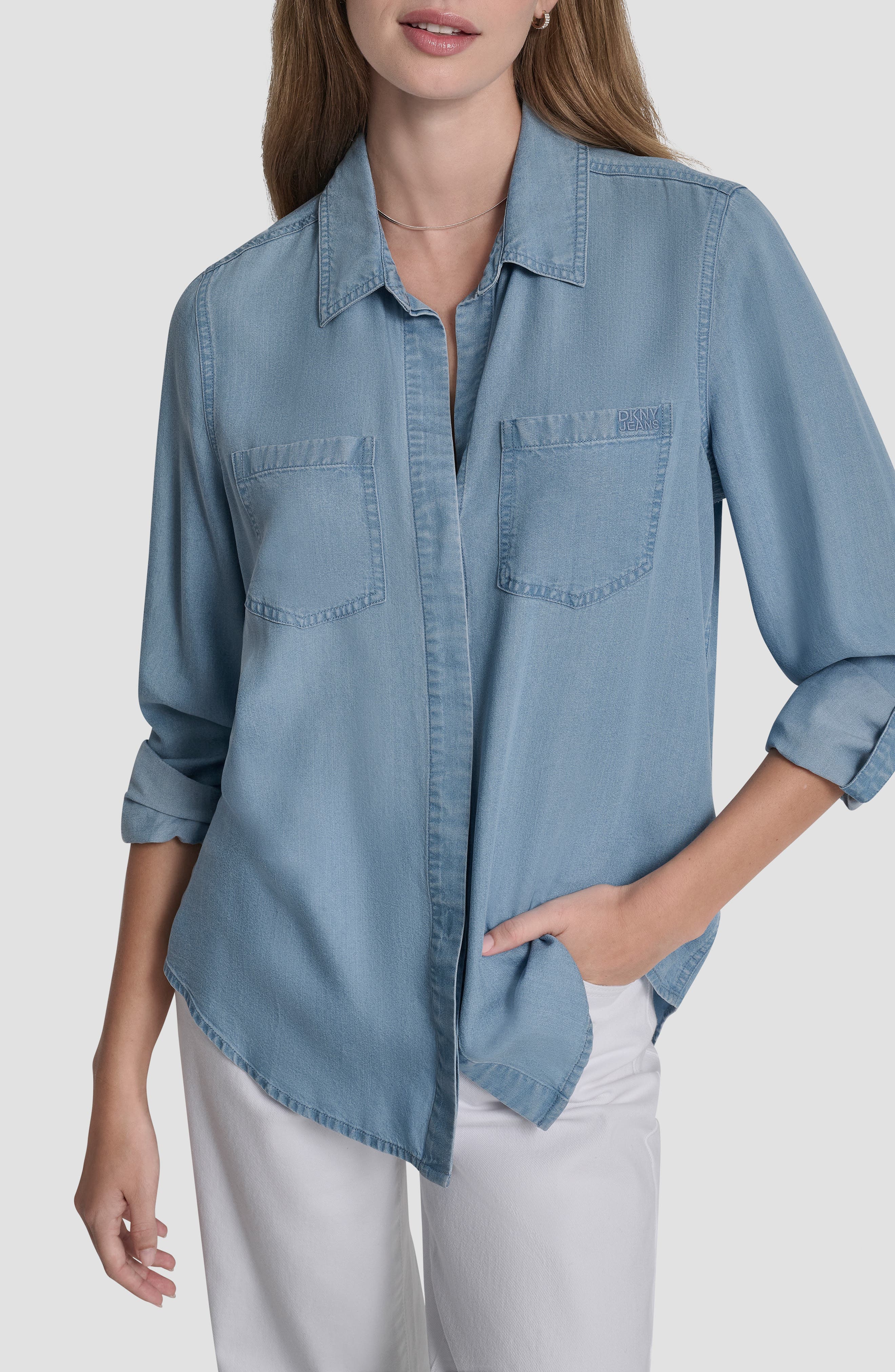 Chambray Button Front Top - image 3