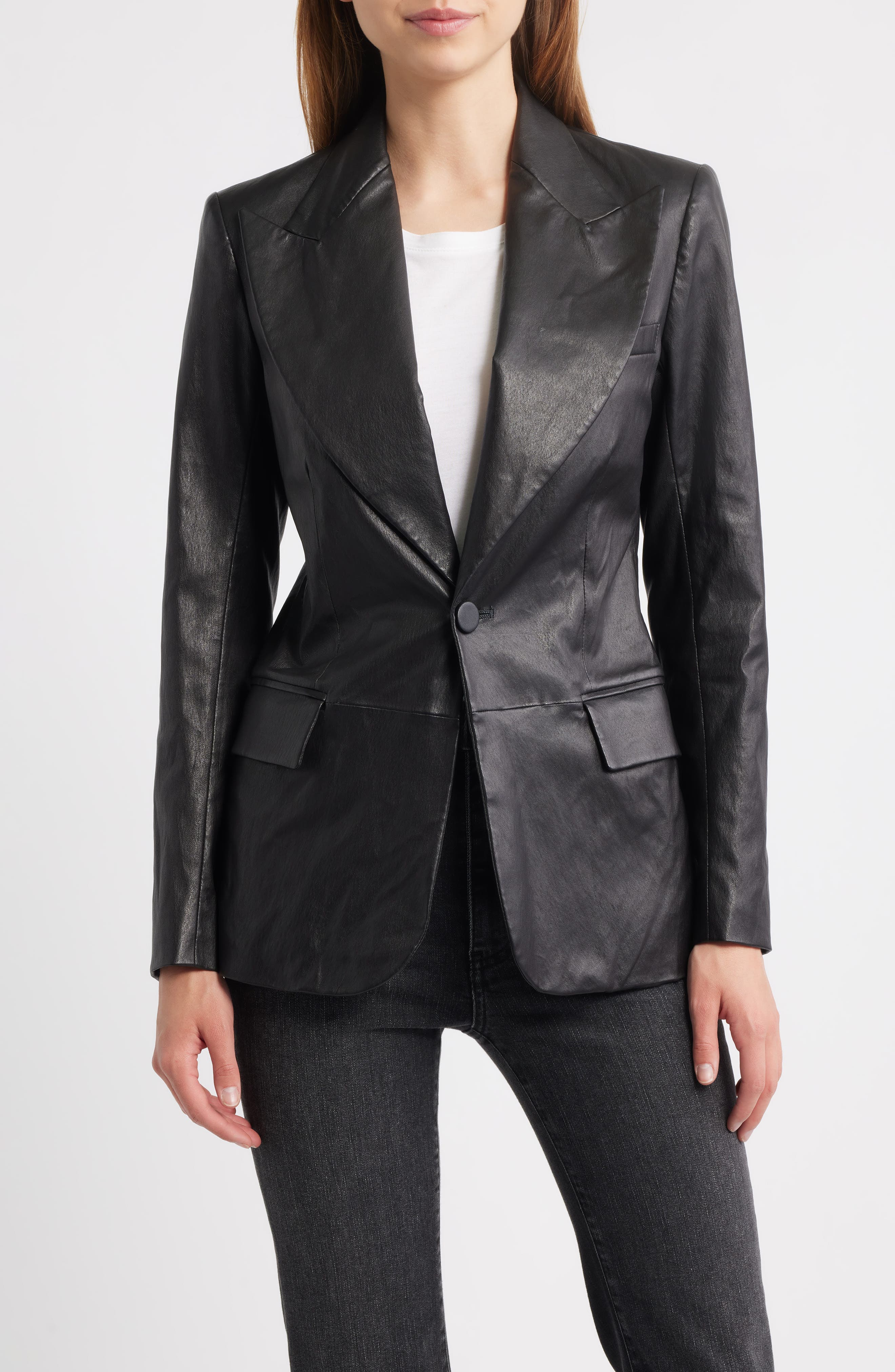 The Peak Lapel Leather Blazer - image 1