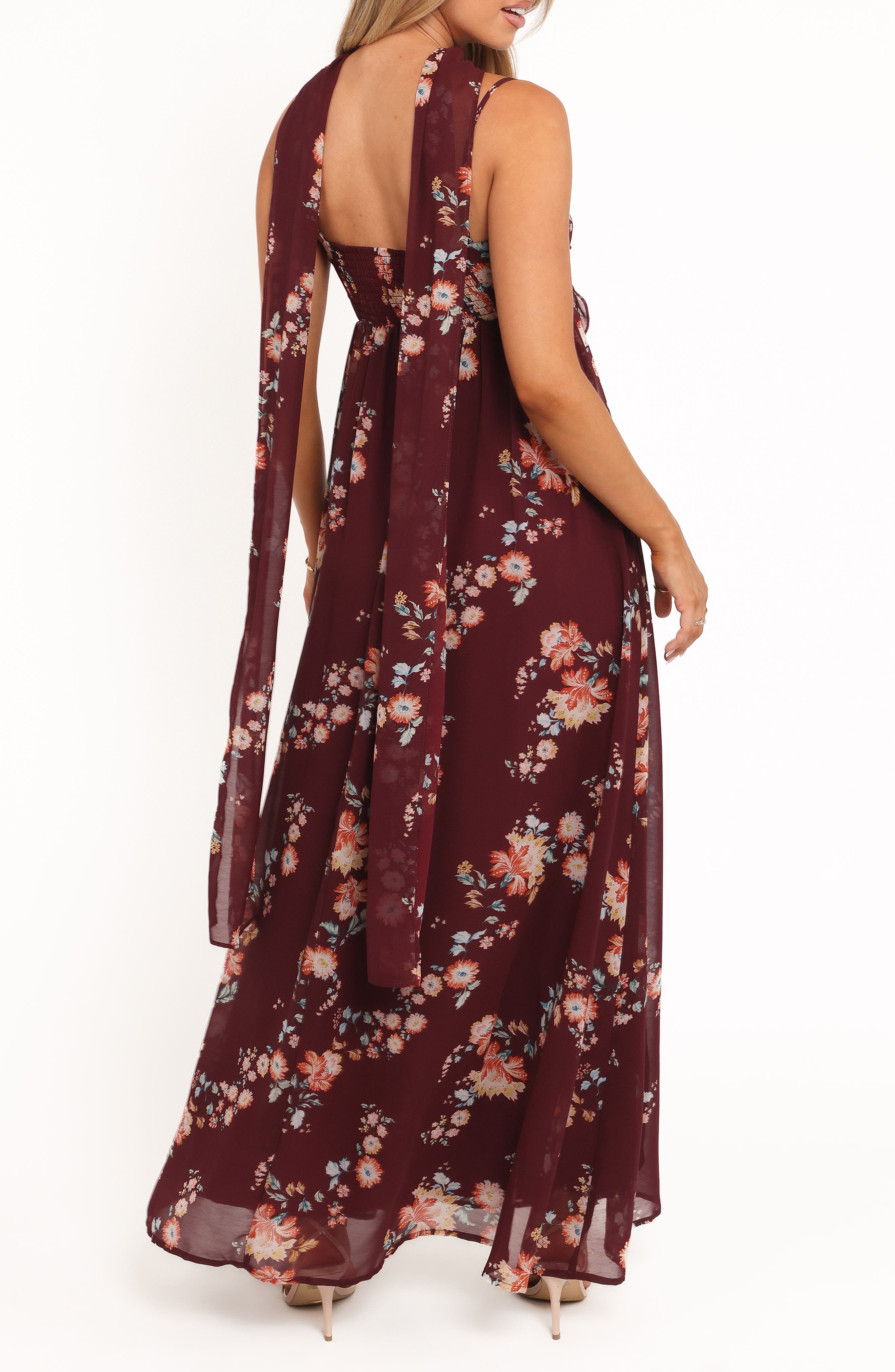 Tully Print Sleeveless Maxi Dress with Scarf - image 2