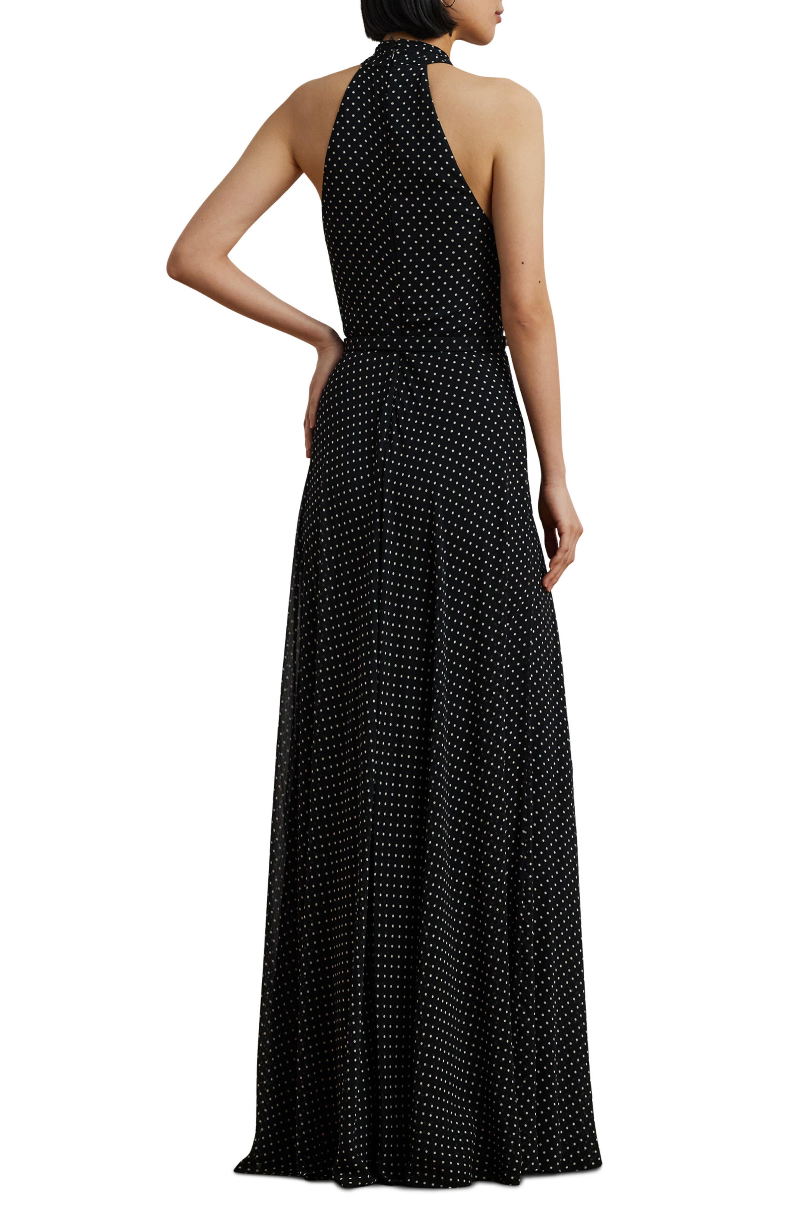 Polka Dot Belted Georgette Gown - image 2