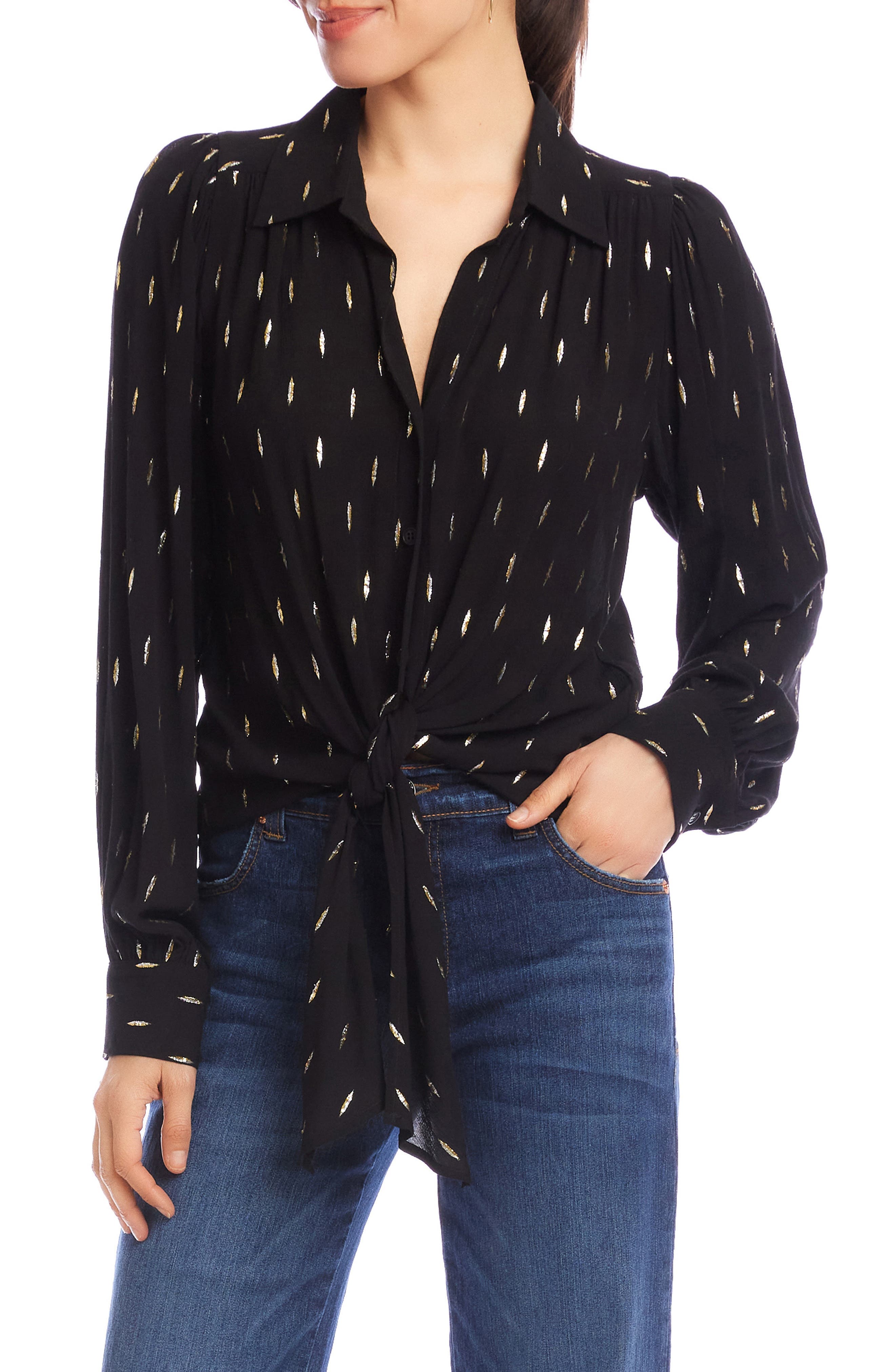 Metallic Tie Front Top - image 1
