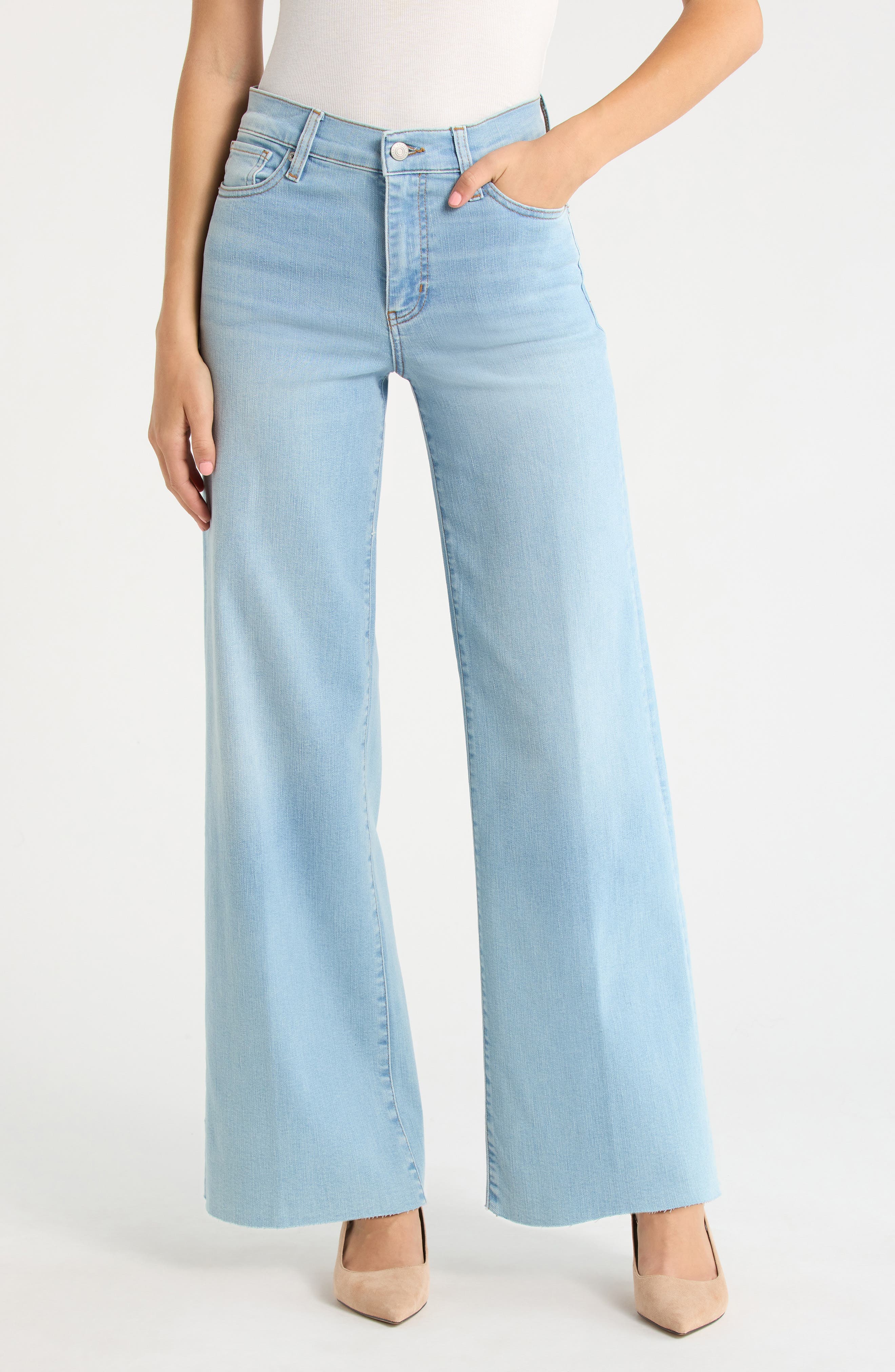 Le Slim Raw Hem Palazzo Jeans - image 1