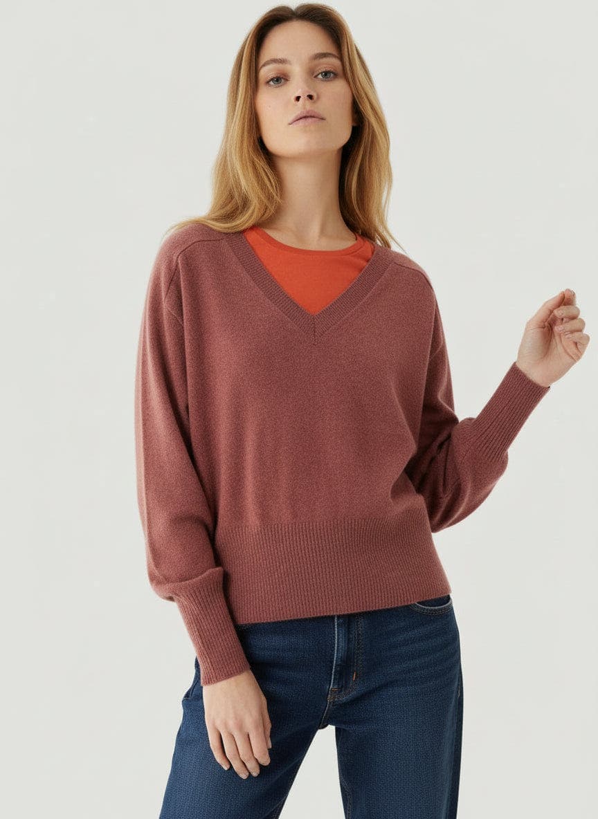 Cashmere Long Sleeve Pullover V-Neck - image 1