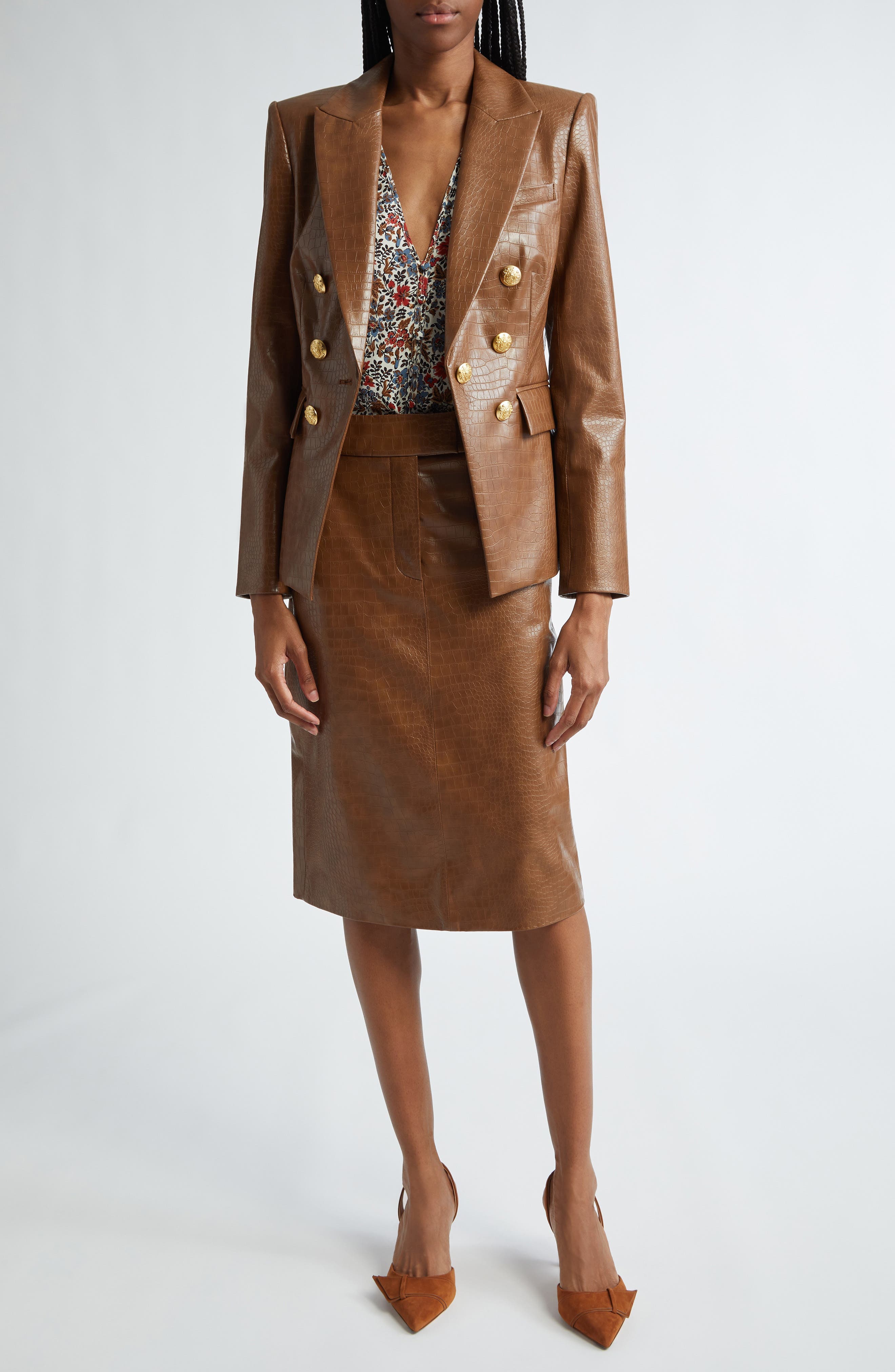 Lawrence Croc Embossed Faux Leather Dickey Jacket - image 2