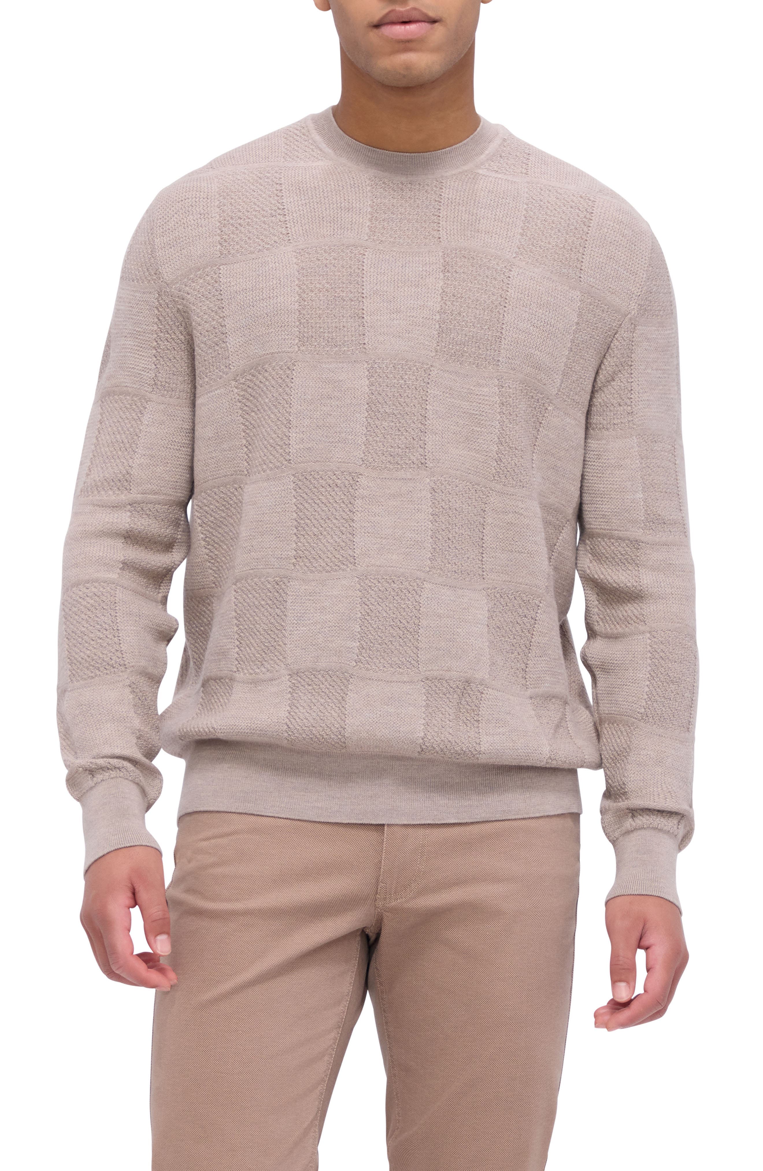 Jacquard Check Merino Wool Sweater - image 1