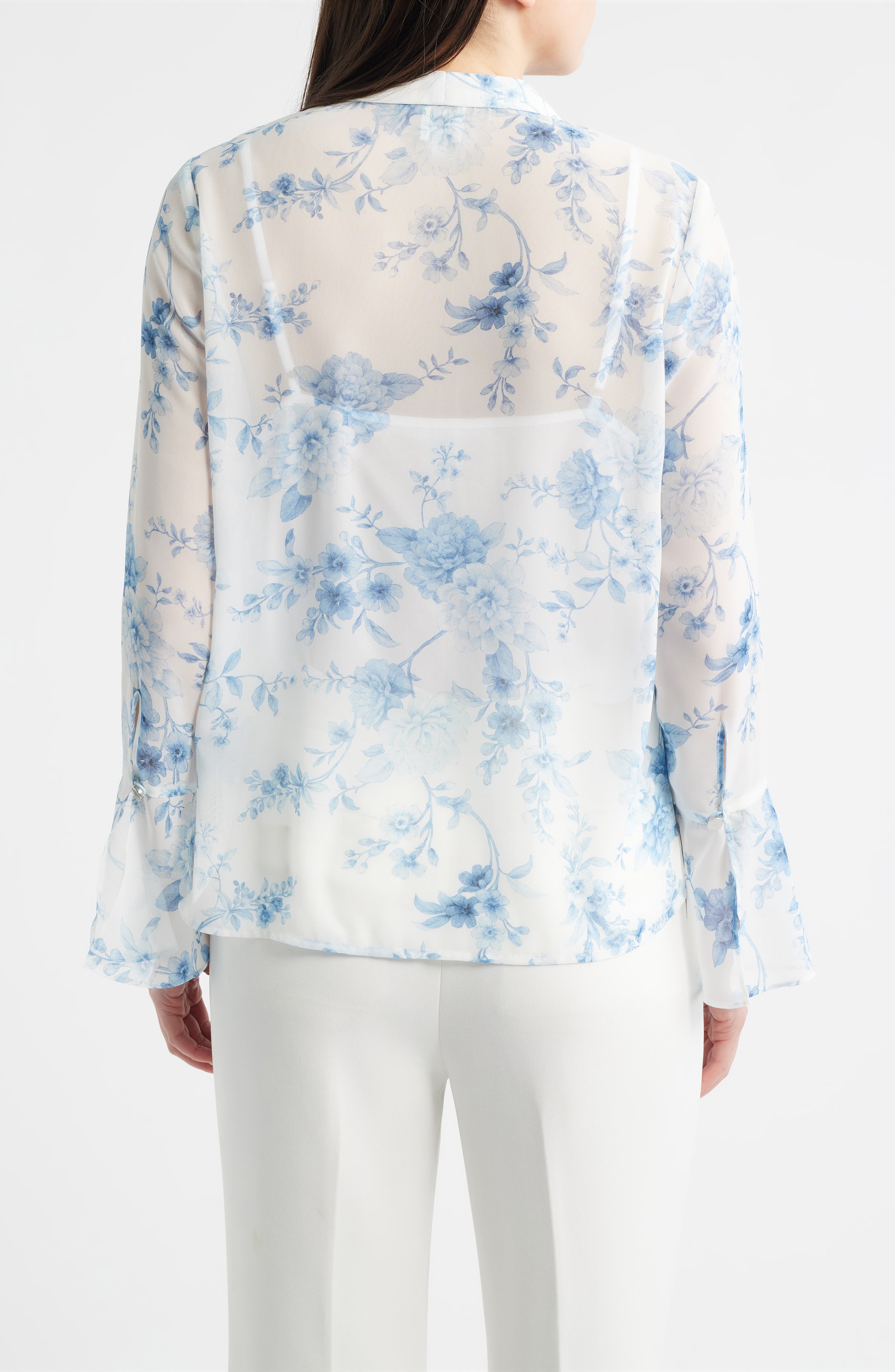 Floral Ruffle Tie Neck Top - image 2