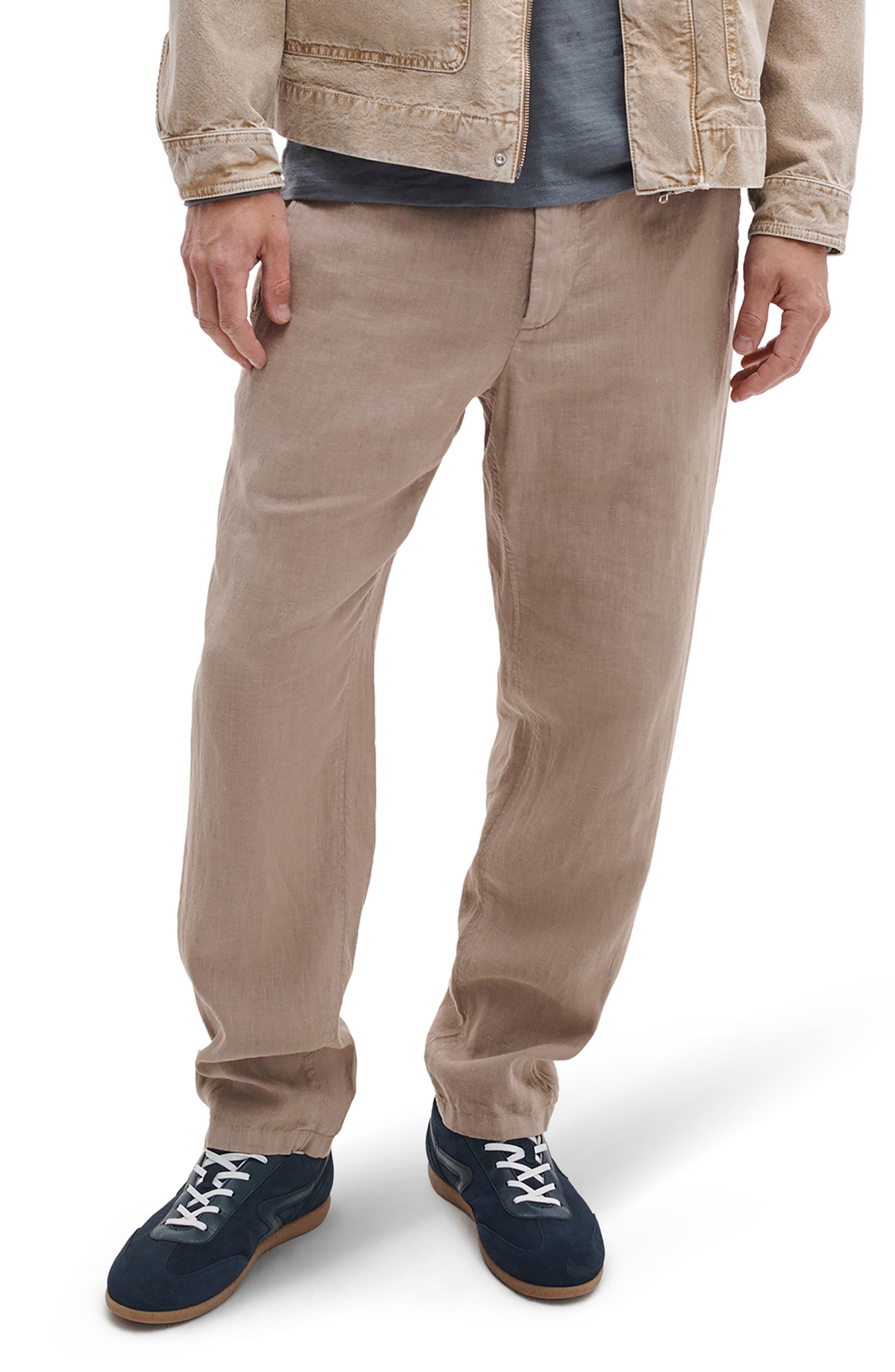 Evan Back Elastic Waist Linen Dress Pants - image 1