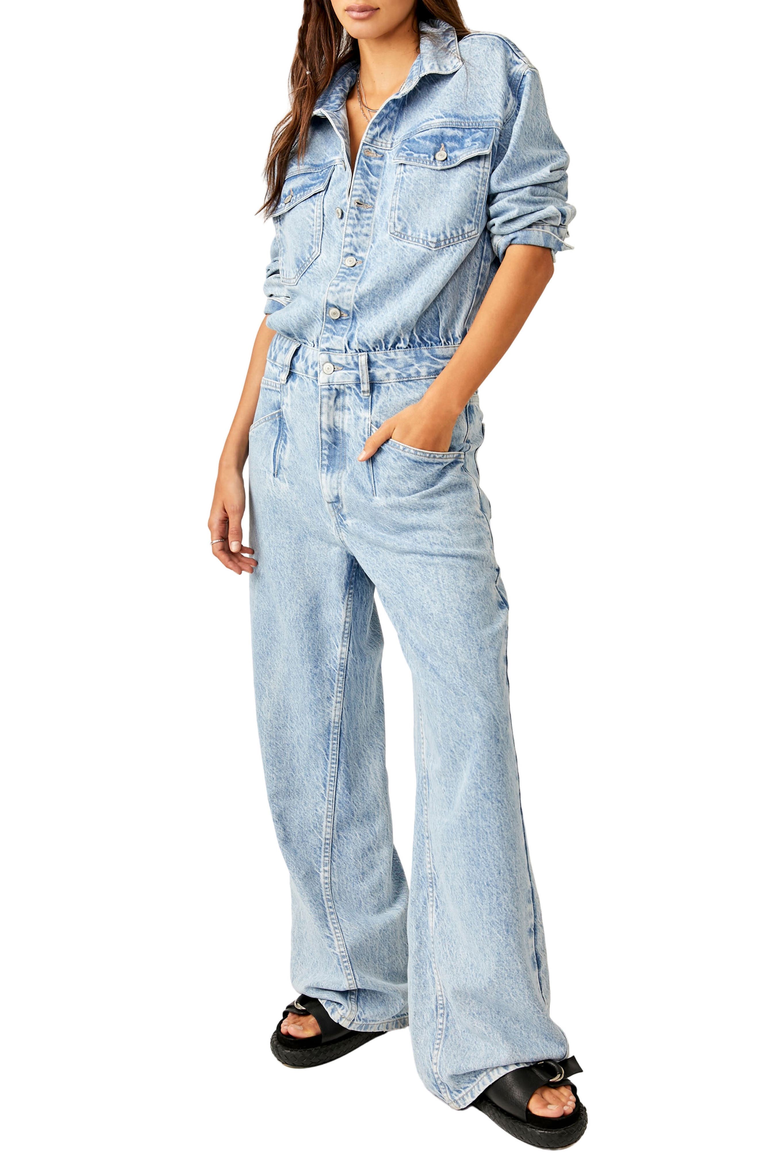 Touch the Sky Long Sleeve Denim Jumpsuit - image 1