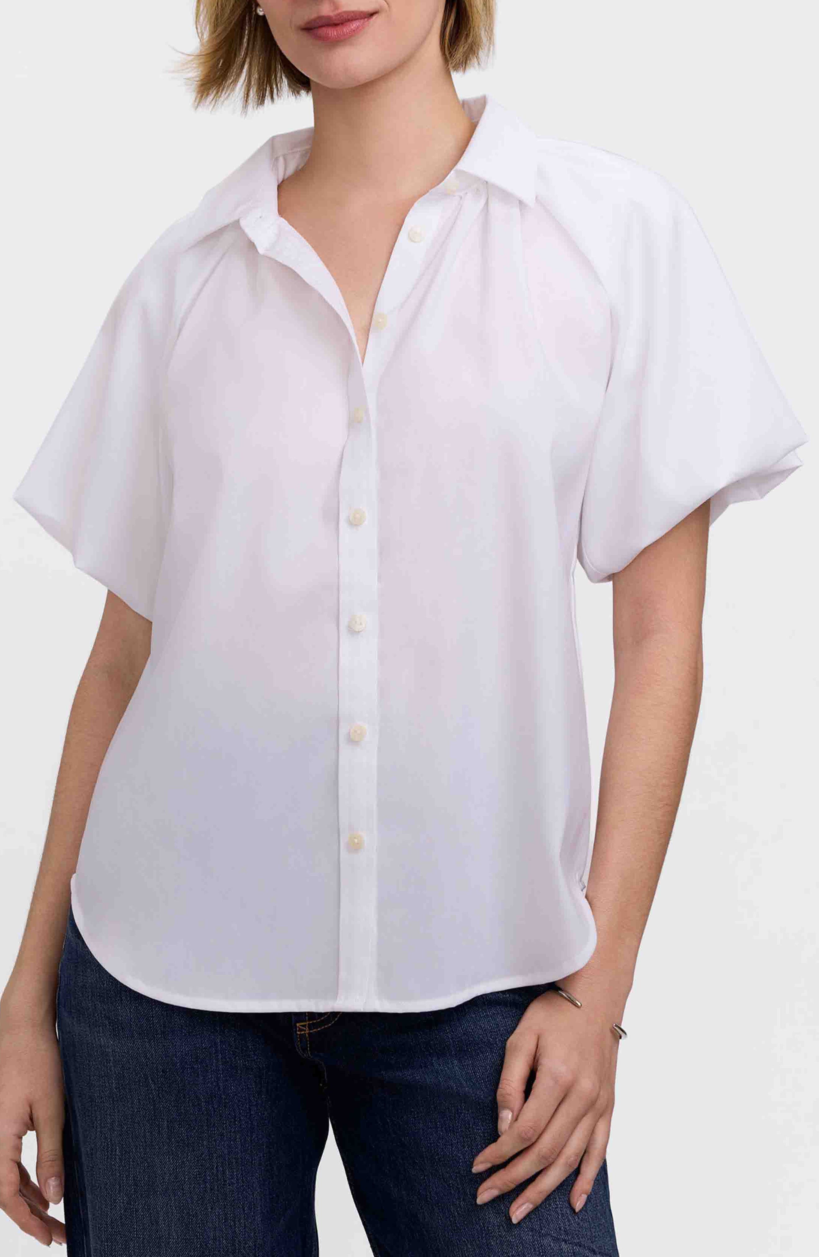 Paula Puff Sleeve Cotton Blend Button-Up Shirt - image 3