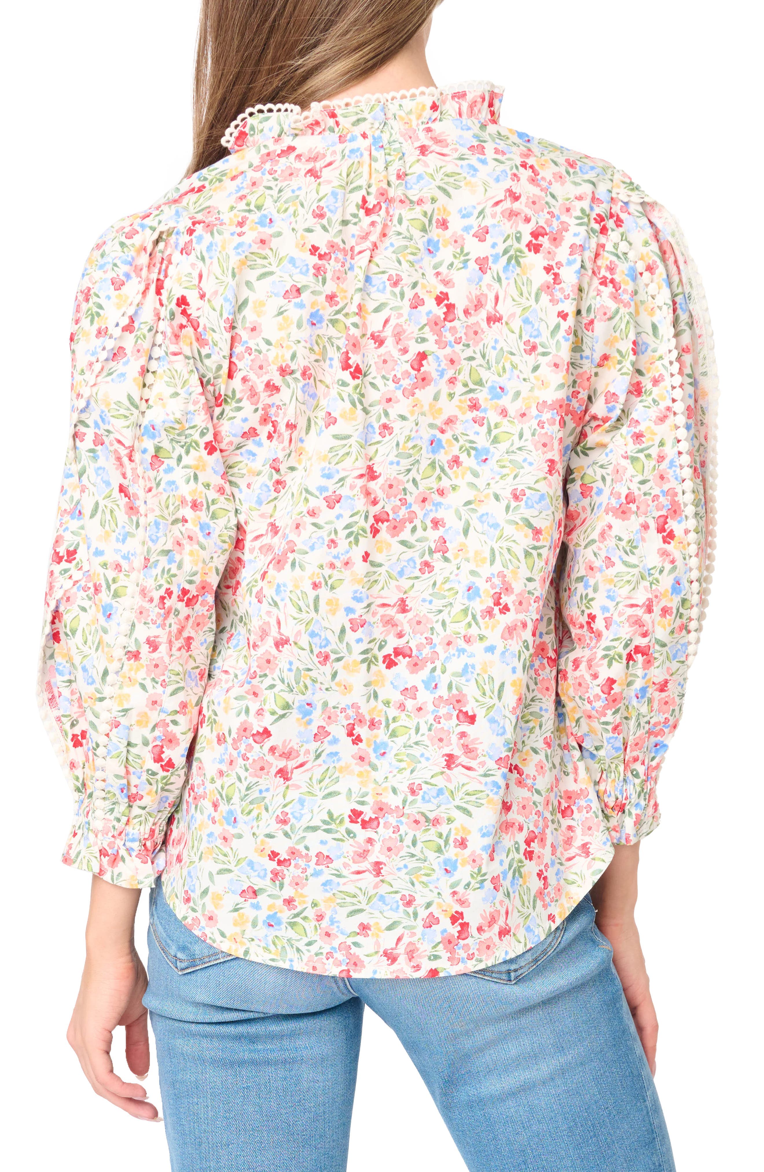 Aria Floral Lantern Sleeve Poplin Top - image 2