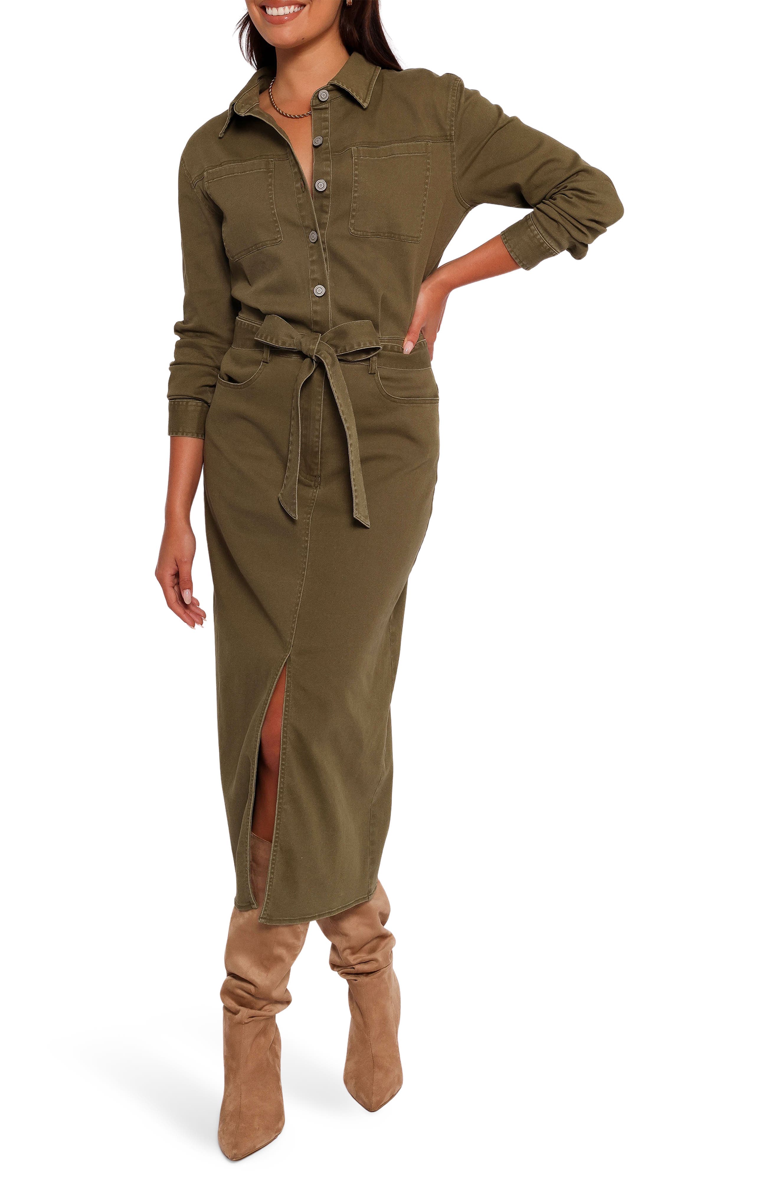 Cortney Long Sleeve Stretch Cotton Twill Maxi Dress - image 1