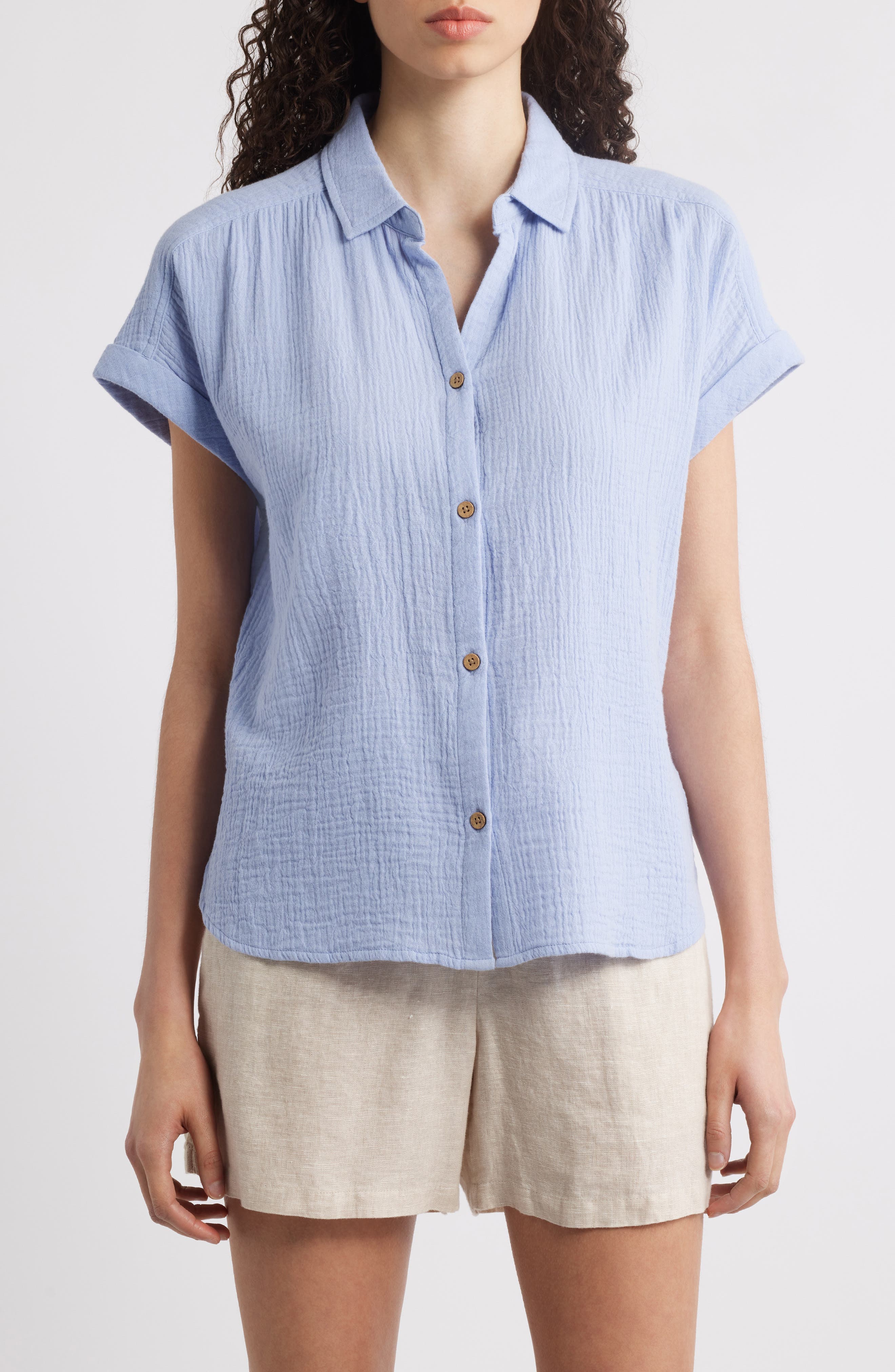 Dawson Short Sleeve Cotton Button-Up Shirt - image 1