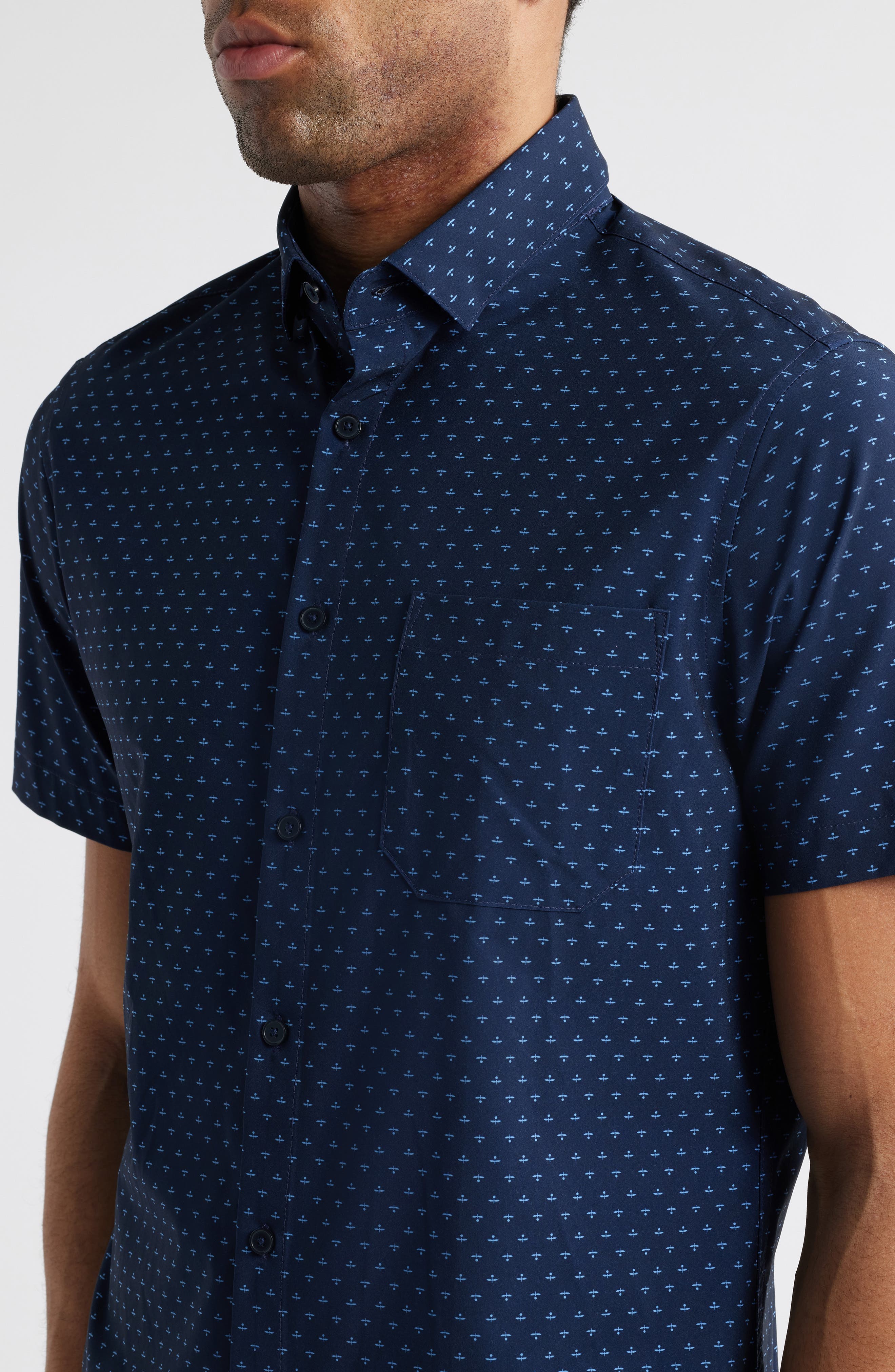 Leeward Trim Fit Neat Short Sleeve Button-Up Shirt - image 2