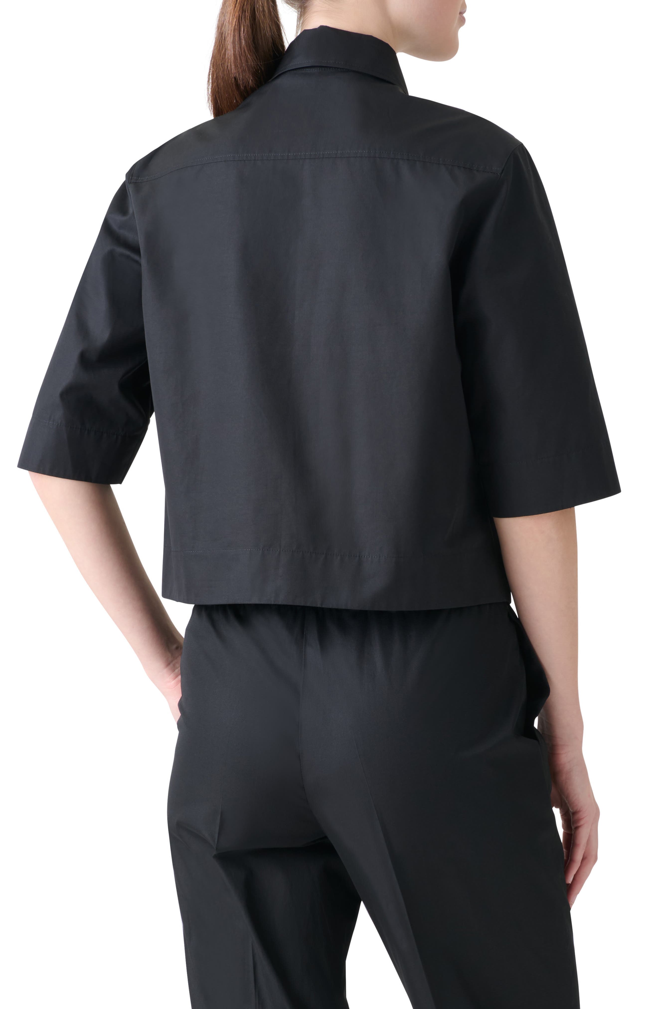 Cotton Poplin Crop Button-Down Shirt - image 2