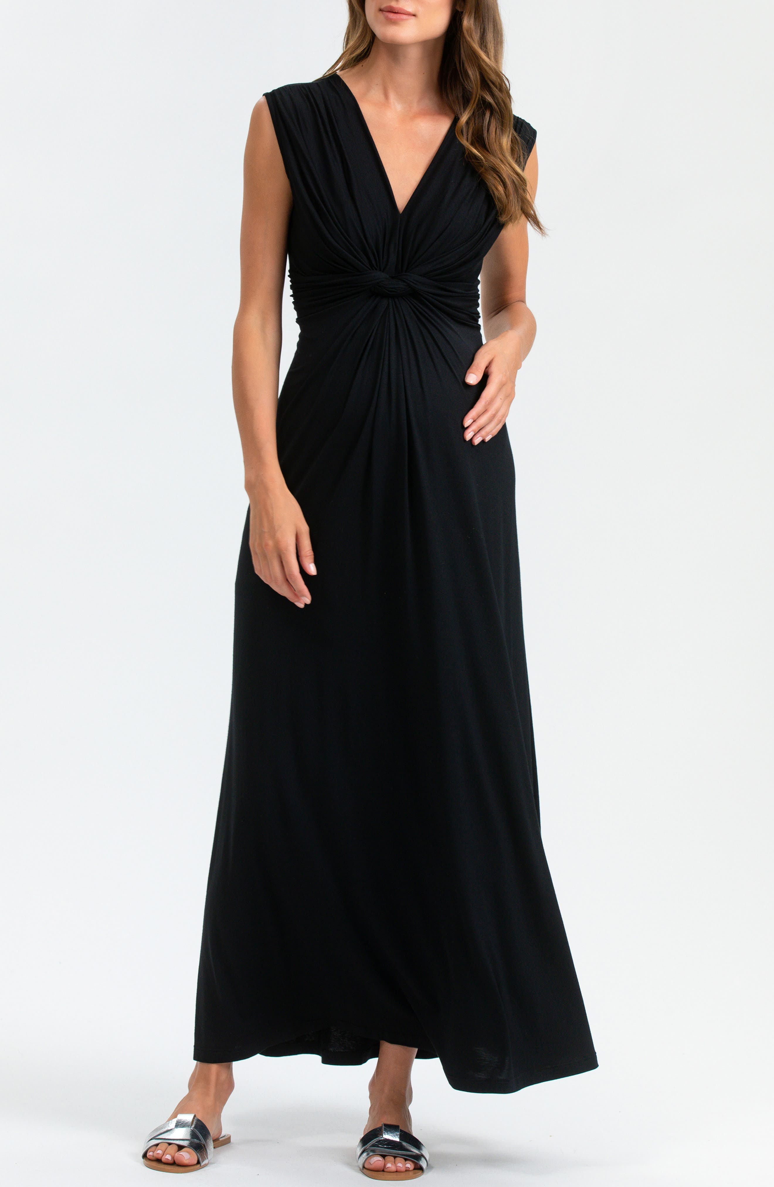 Knotted Maternity/Nursing Maxi Dress - image 1