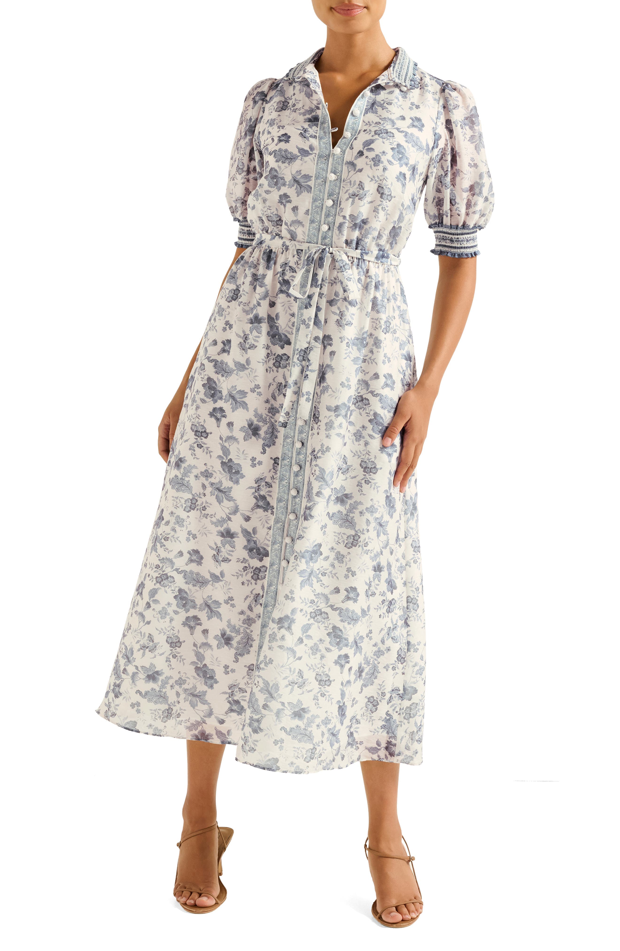 Rochelle Floral Midi Shirtdress - image 1