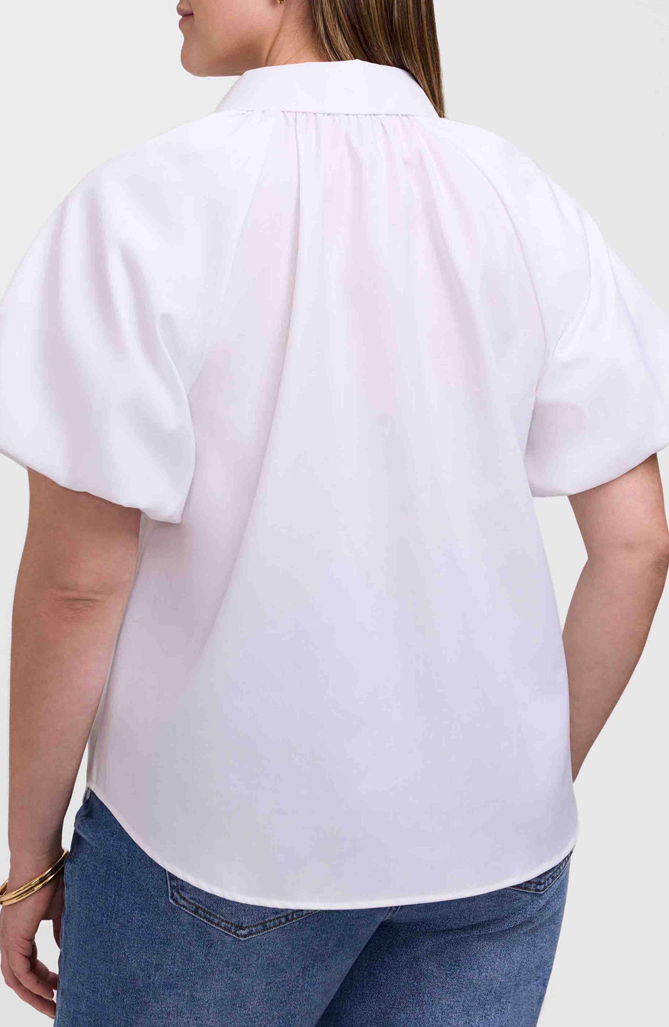 Paula Puff Sleeve Cotton Blend Button-Up Shirt - image 4