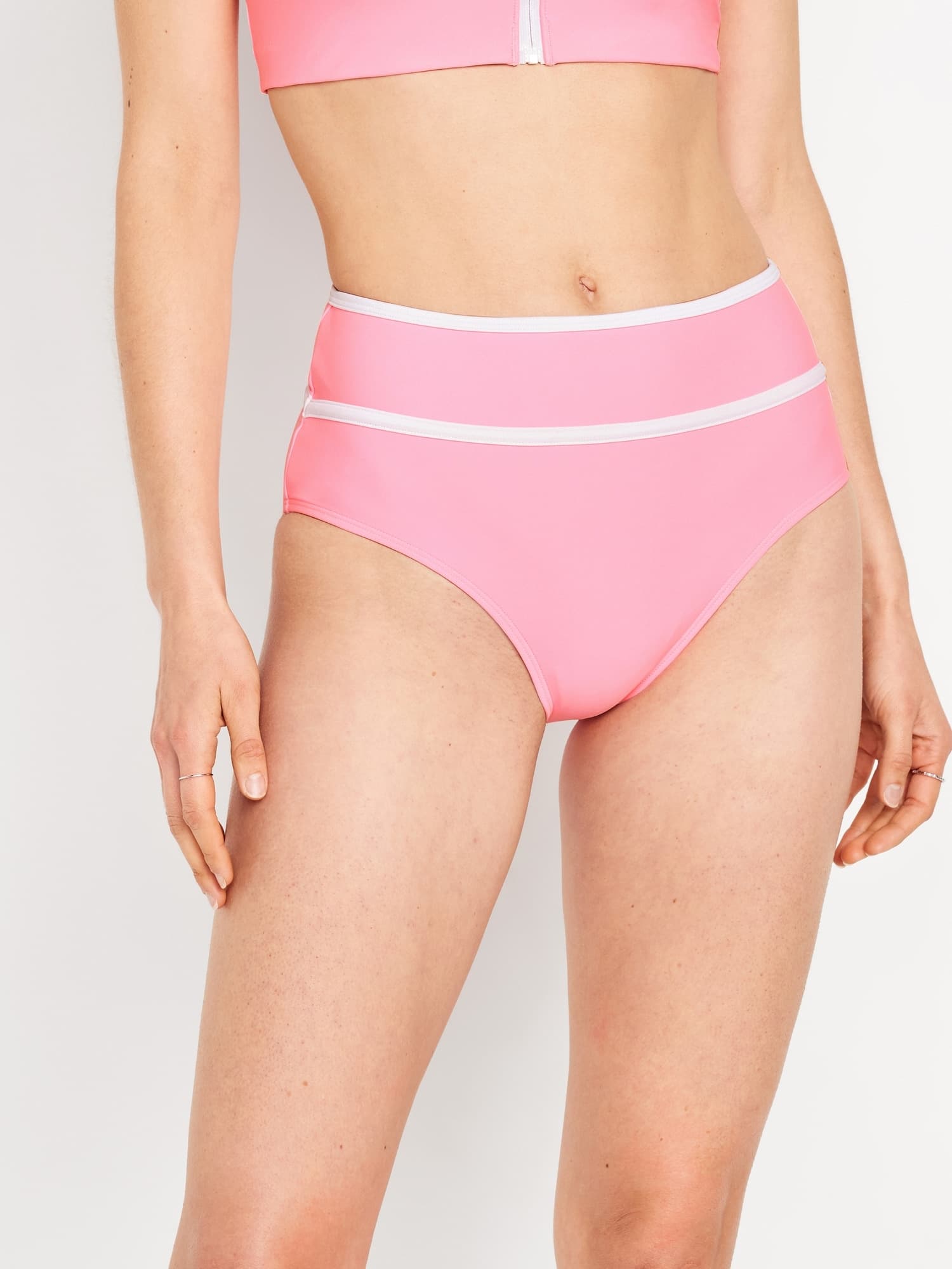 High-Waisted Bikini Swim Bottoms