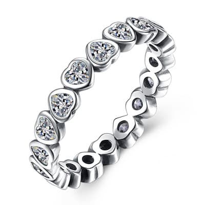 Hearts Eternity Wedding Band Ring Sterling Silver Cz Women Ginger Lyne Collection