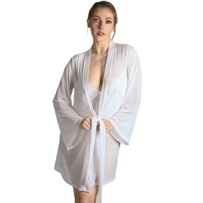 Memoi Women's Mesh Charlotte Robe with Duster-Style Sleeves