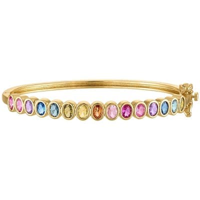 Junior Jewels 14K Gold Over Brass Rainbow Cubic Zirconia Bracelet