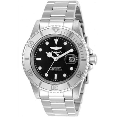 Invicta 34022 Men's Pro Diver Black Dial Silver SS Bracelet Watch