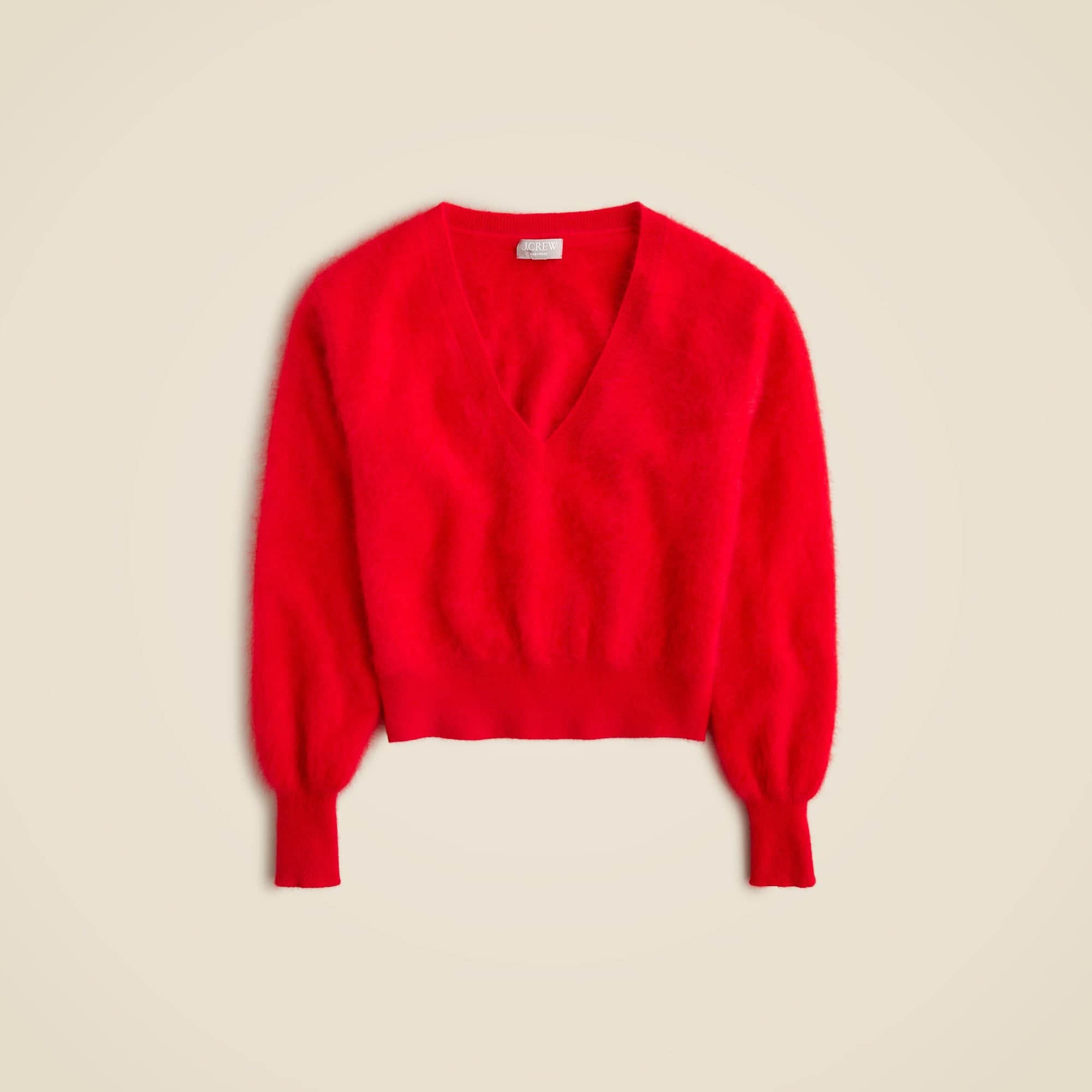 Brushed cashmere cropped V-neck sweater - image 1