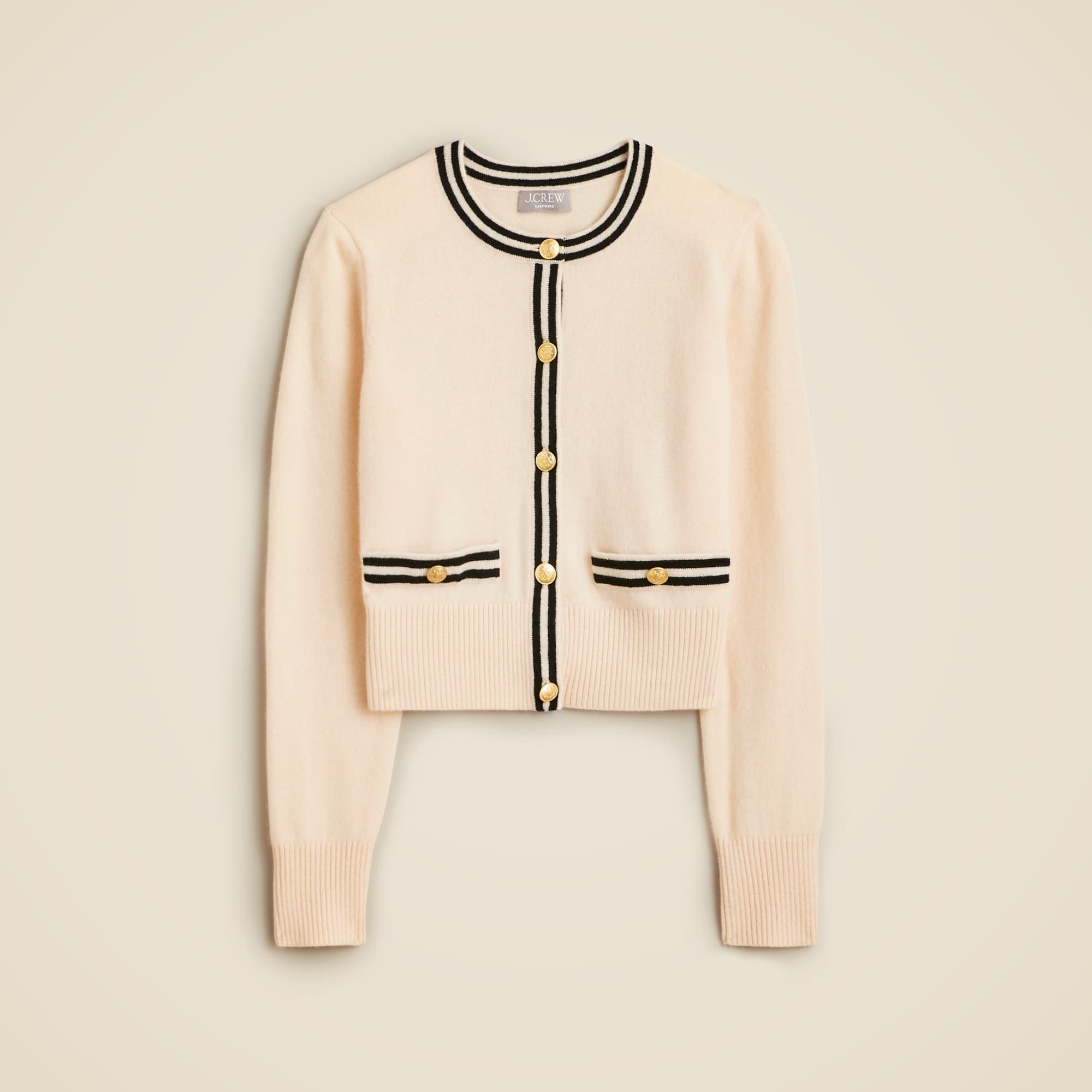 Cashmere sweater lady jacket with contrast trim - image 1