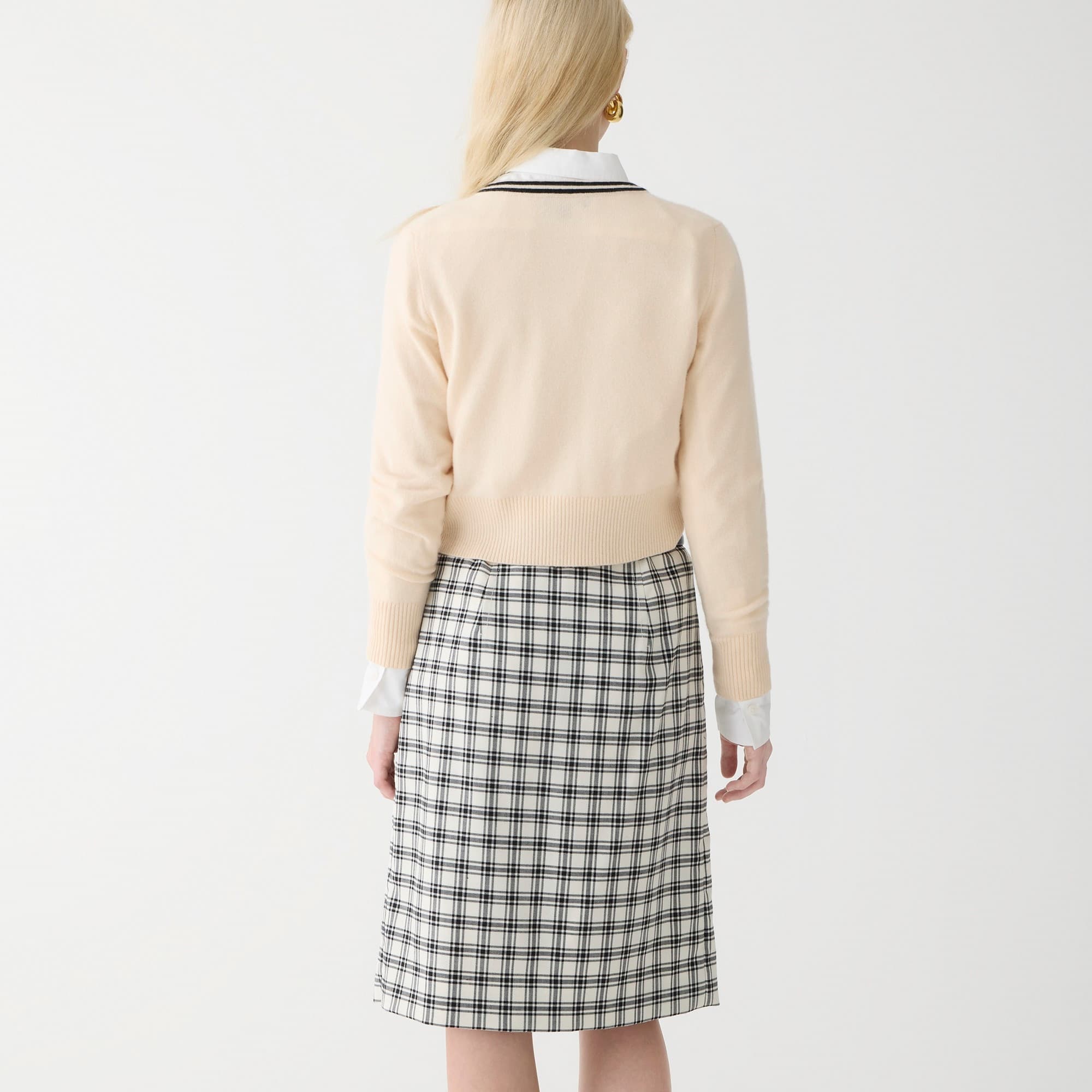 Cashmere sweater lady jacket with contrast trim - image 4