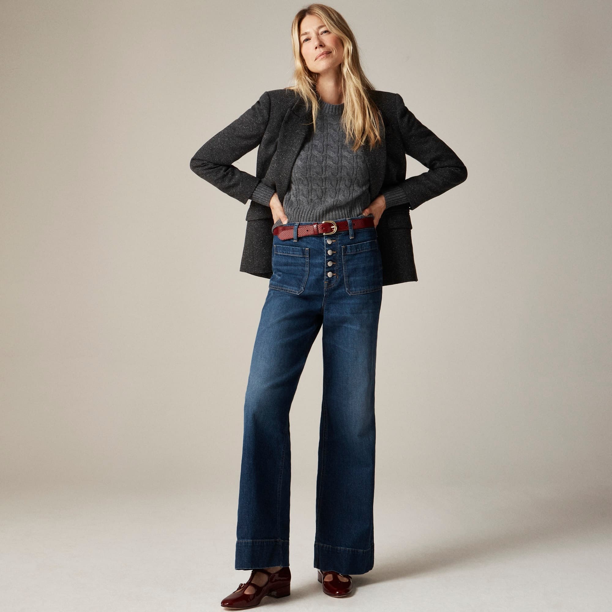 High-rise denim trouser jean with button-fly - image 2