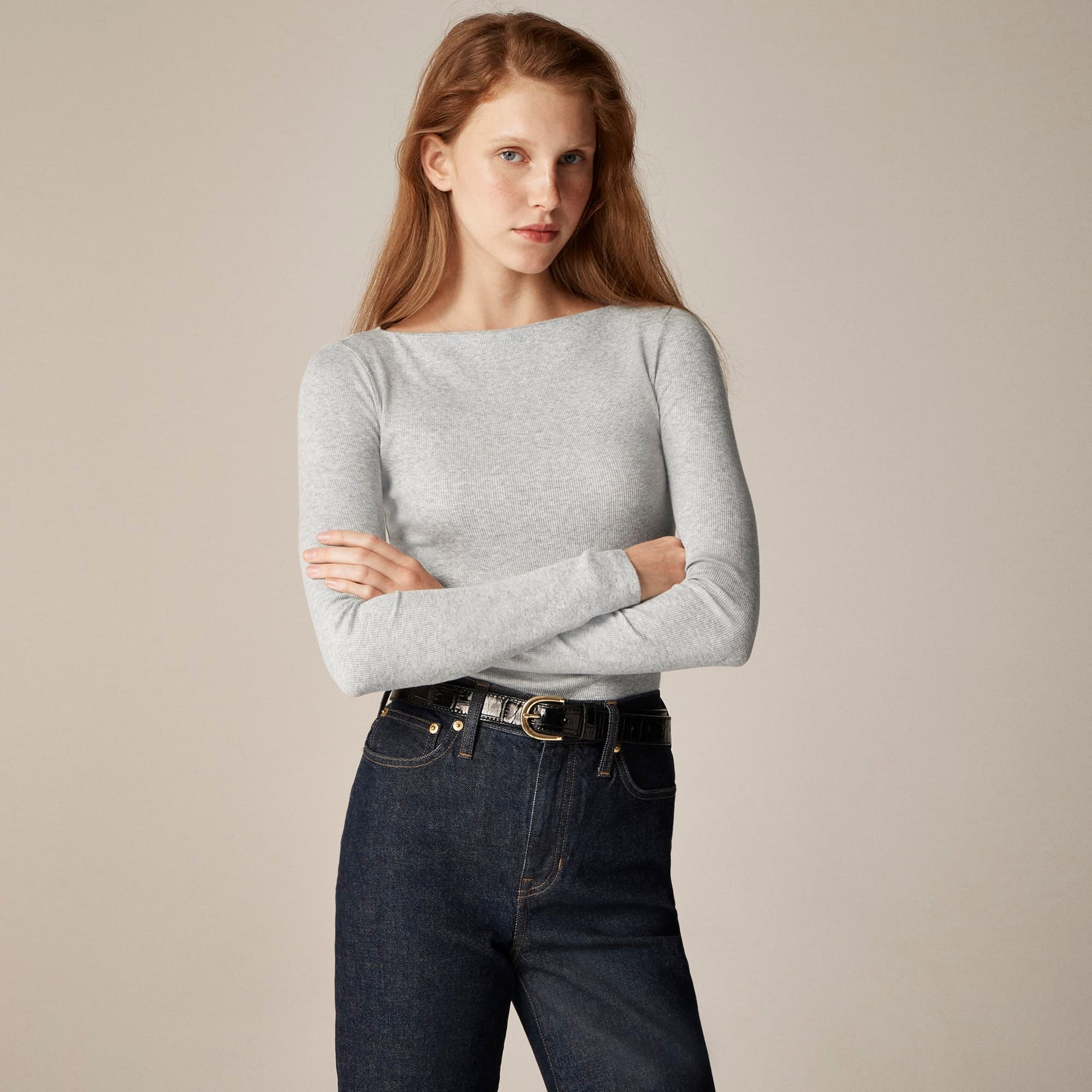 Fine rib boatneck top - image 2