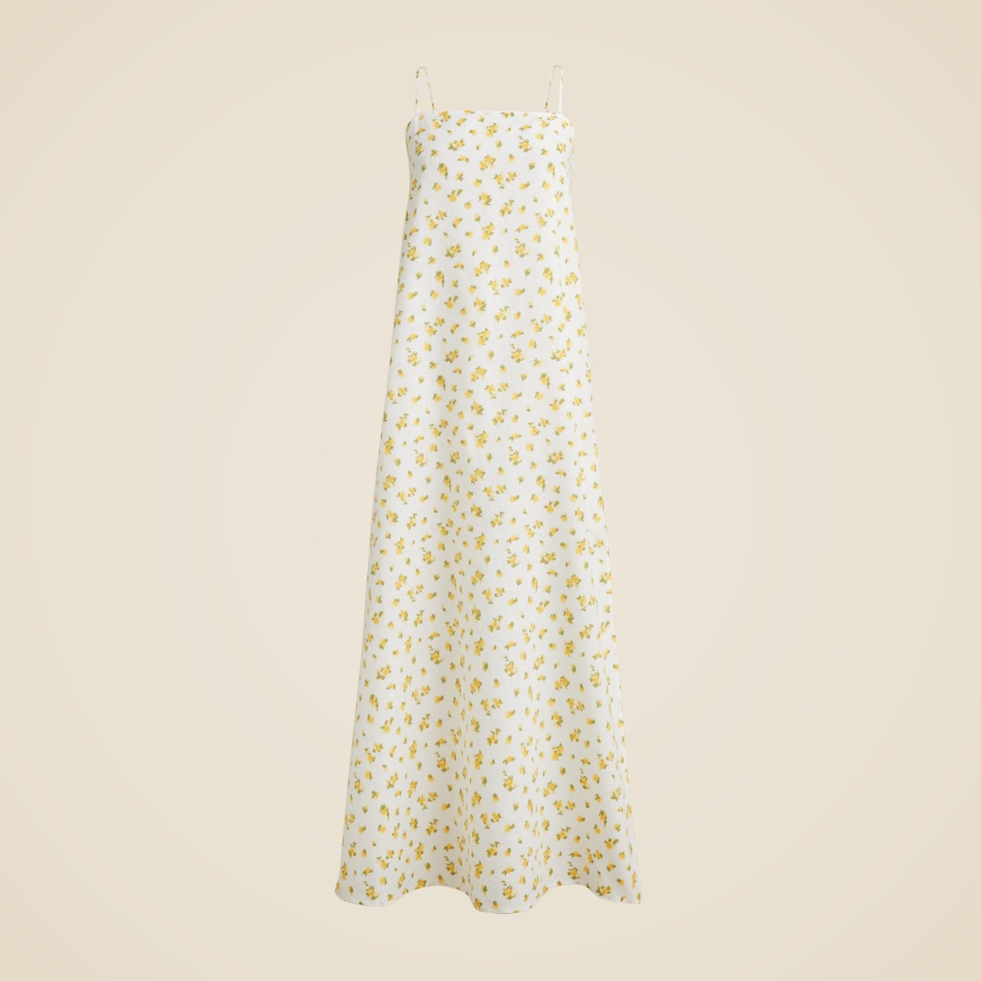 Linen-cotton blend tie-back midi dress