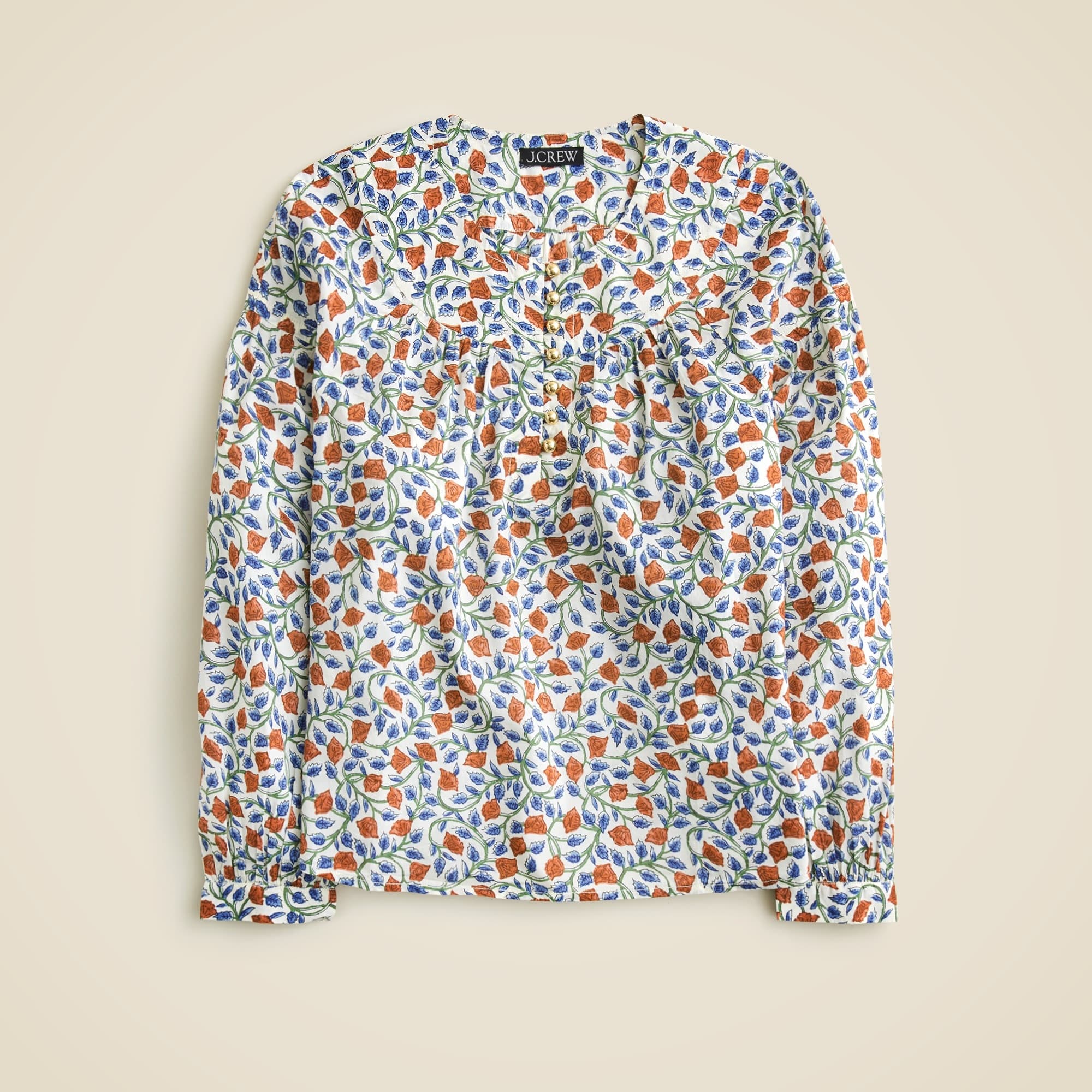 Shirred popover top in rosewood floral - image 1