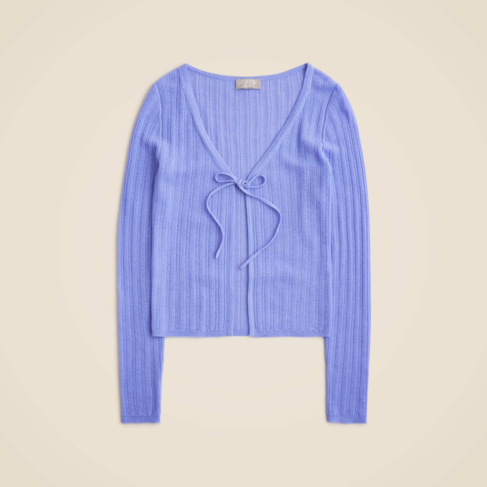 Featherweight cashmere tie-front cardigan - image 1