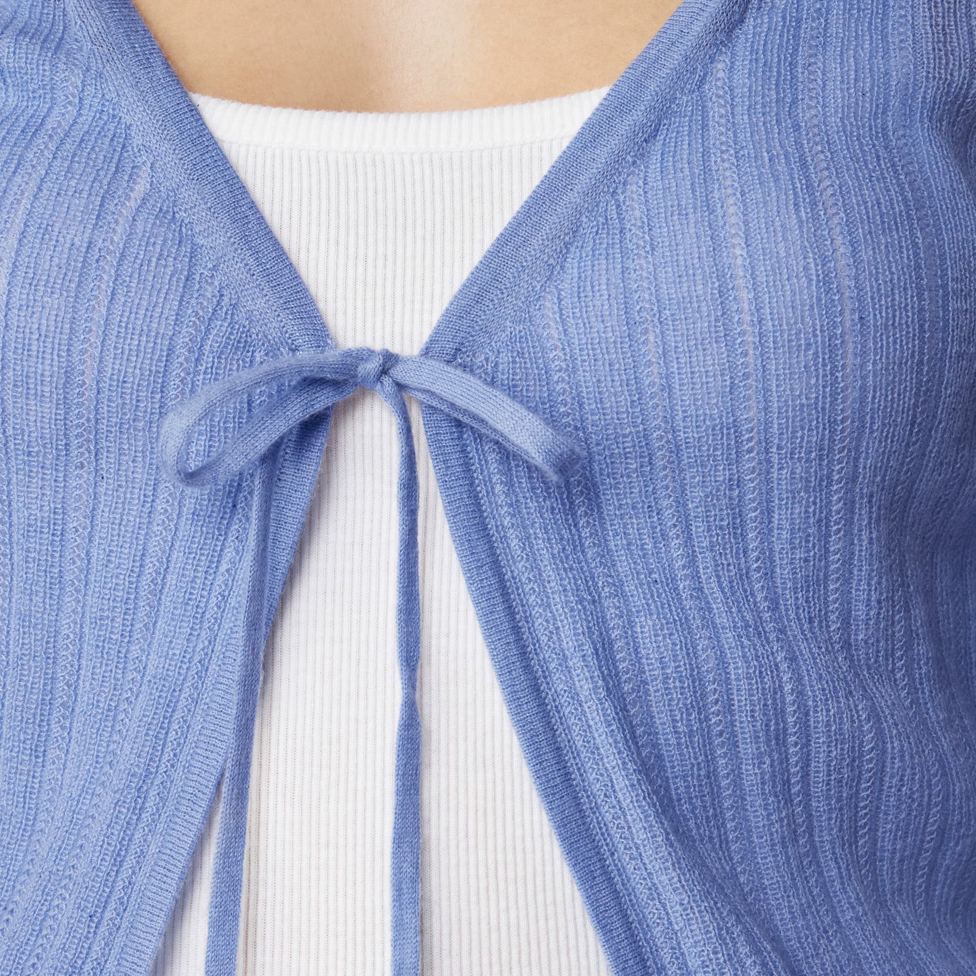 Featherweight cashmere tie-front cardigan - image 4