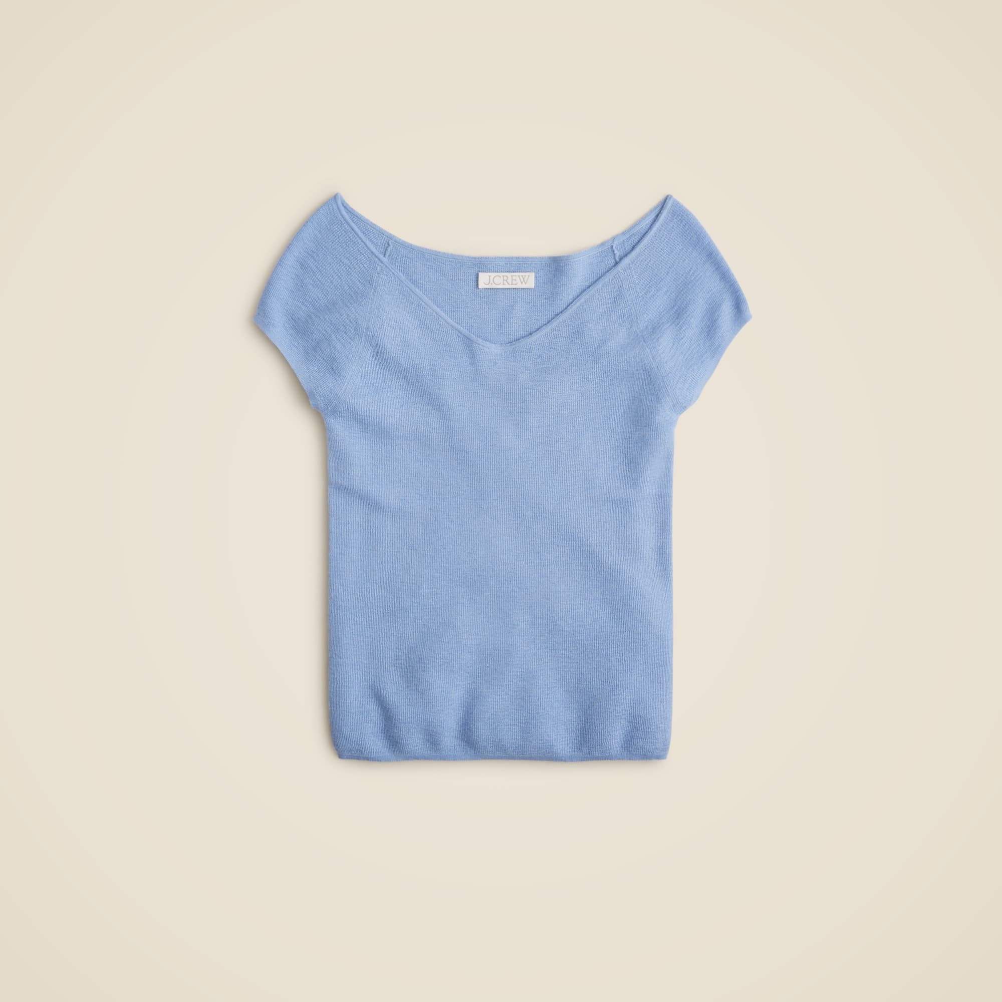 Cashmere-silk blend wide V-neck sweater T-shirt