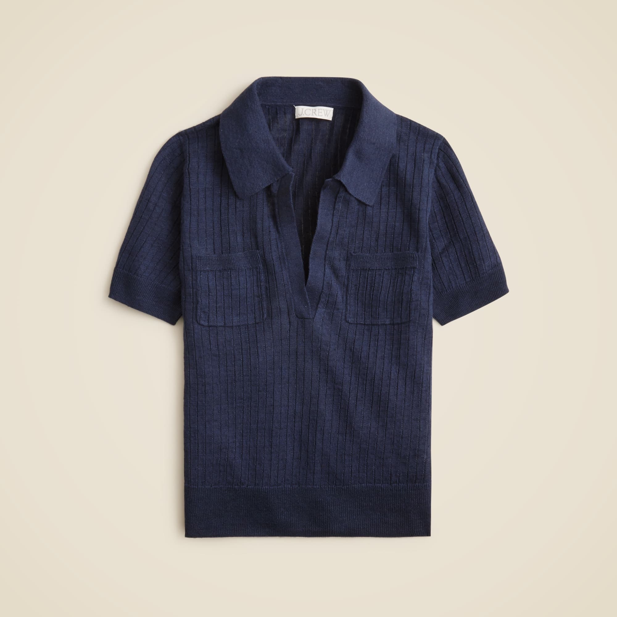 Short-sleeve polo shirt in linen