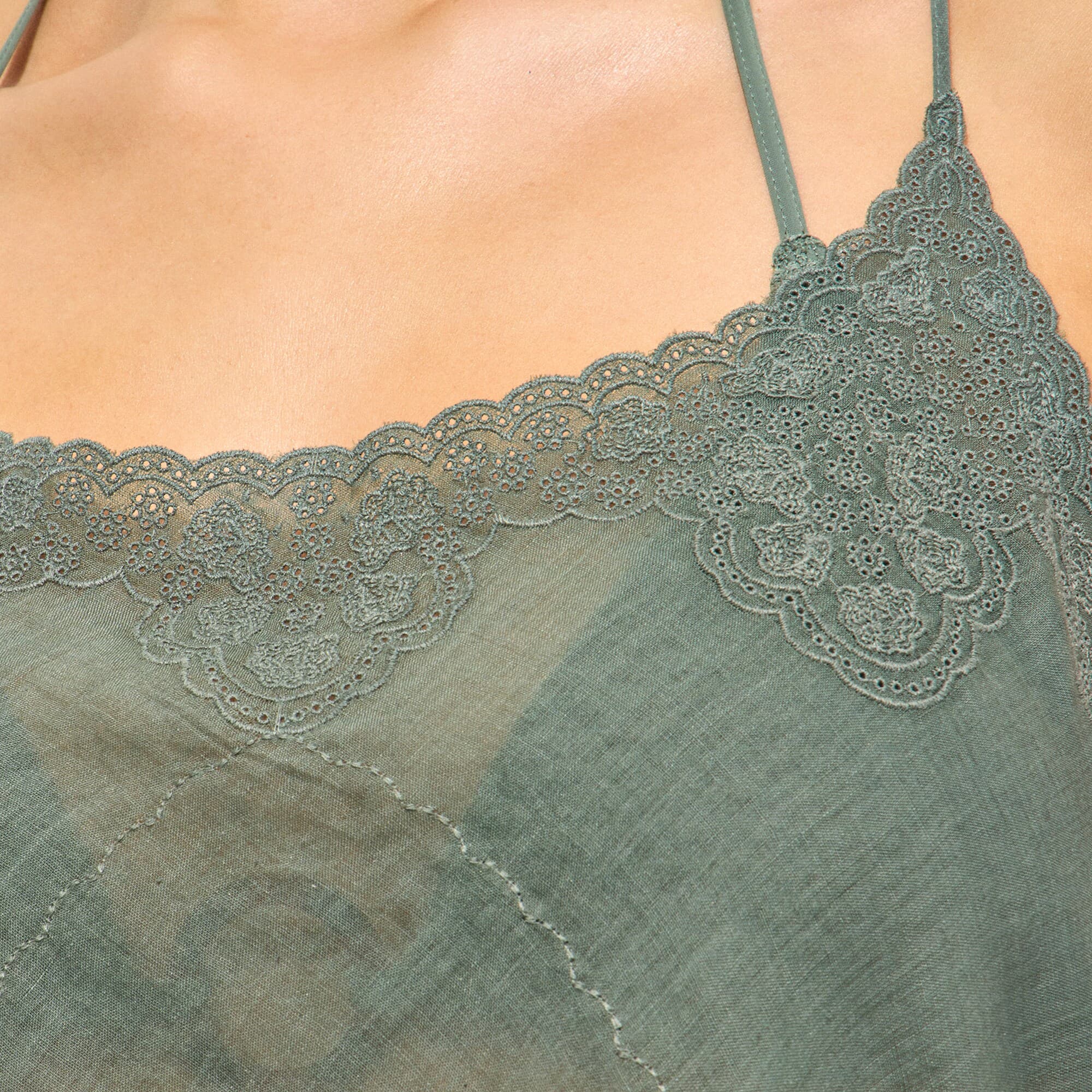 Embroidered slip dress in ramie - image 3