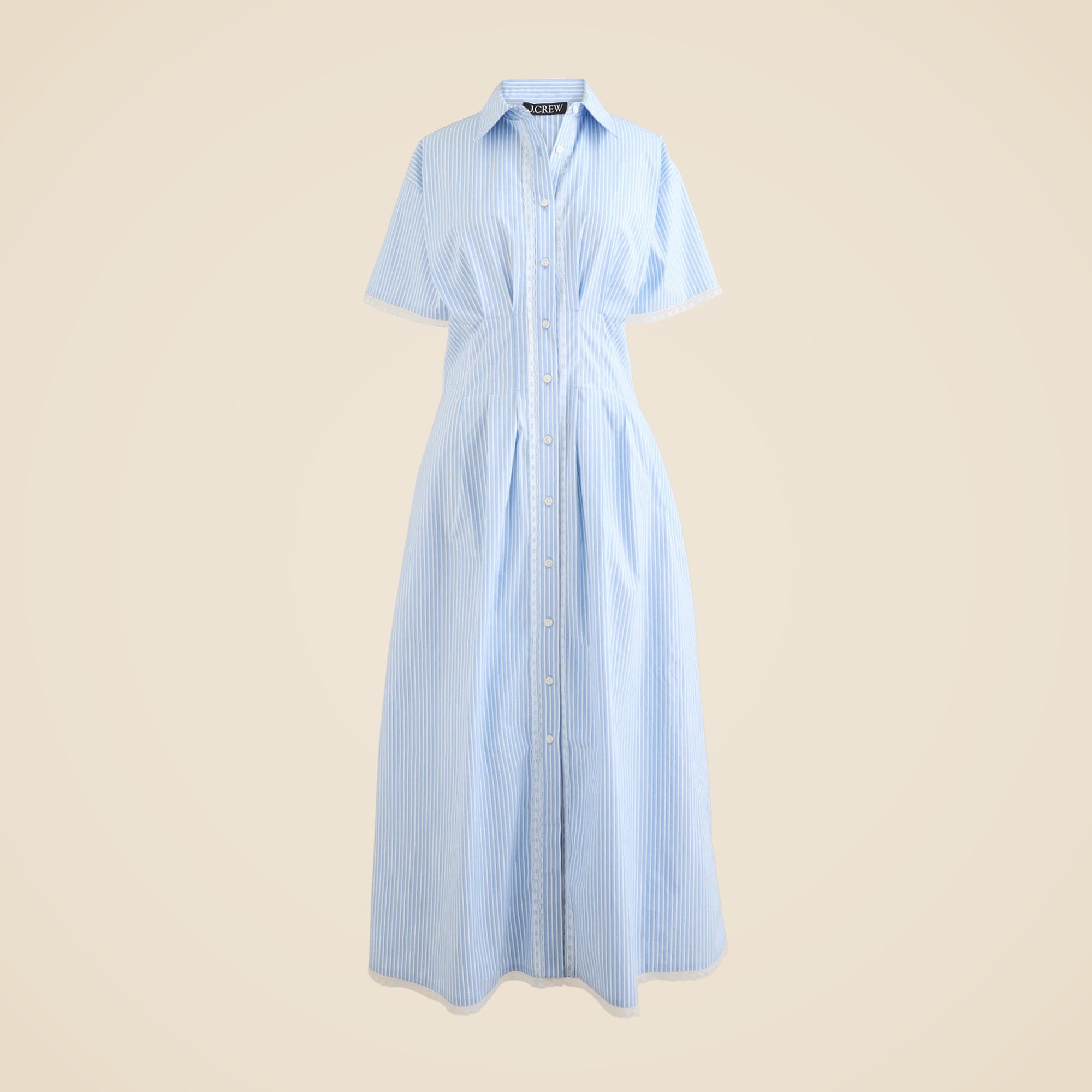 Wren lace-trim shirt-dress in stripe
