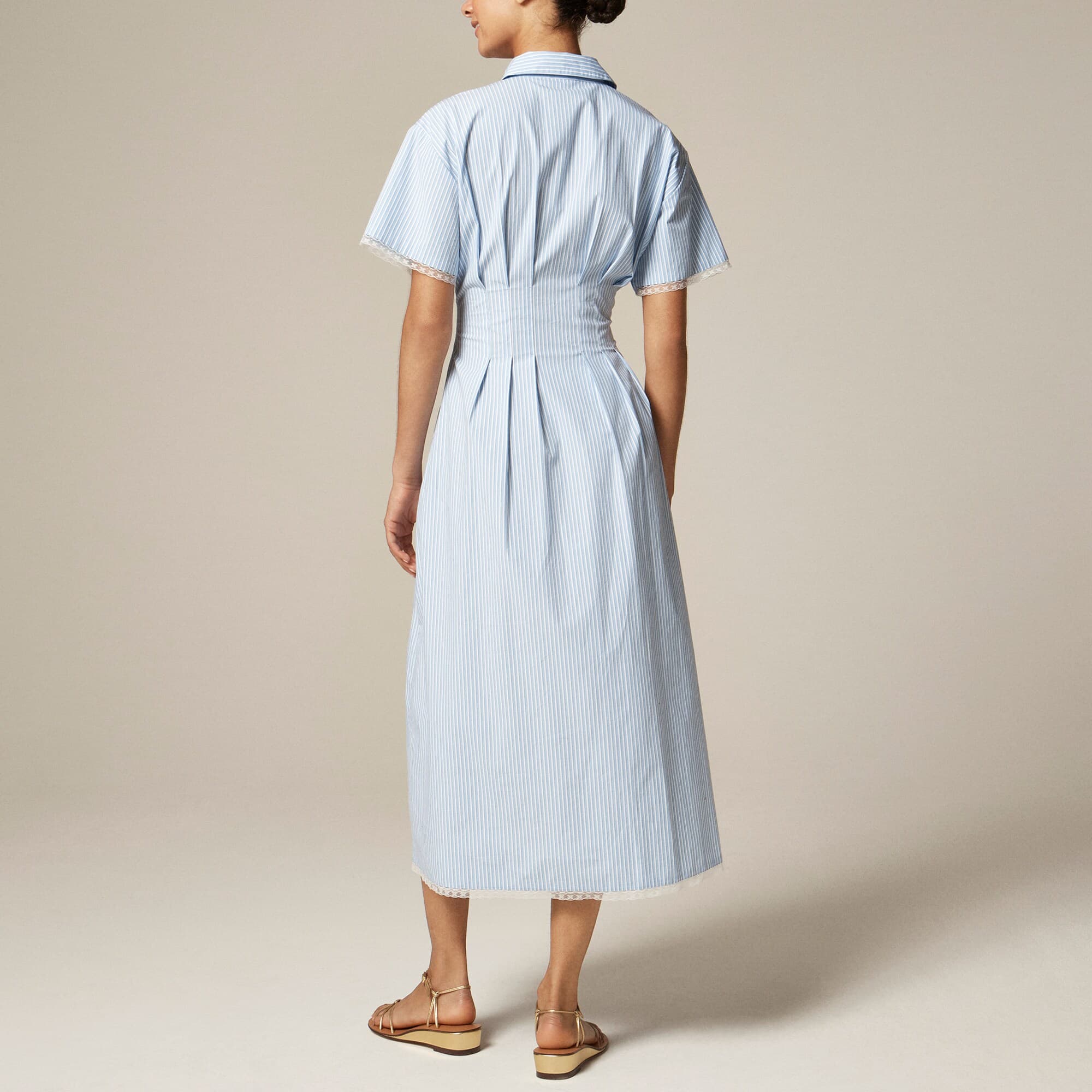 Wren lace-trim shirt-dress in stripe - image 4
