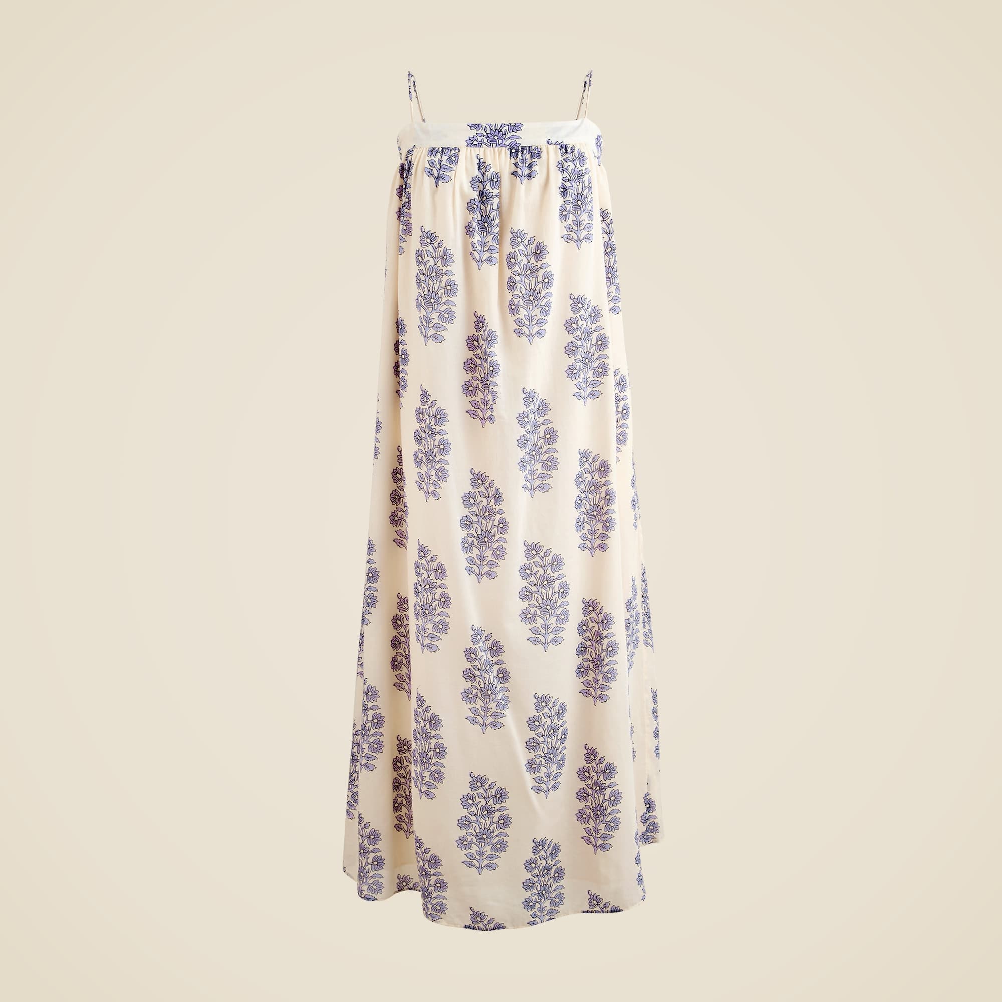 Floaty midi dress in block-print cotton voile - image 1