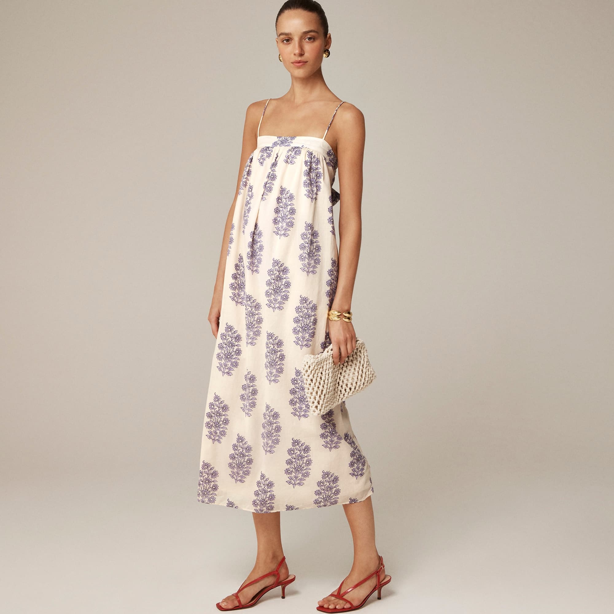 Floaty midi dress in block-print cotton voile - image 3