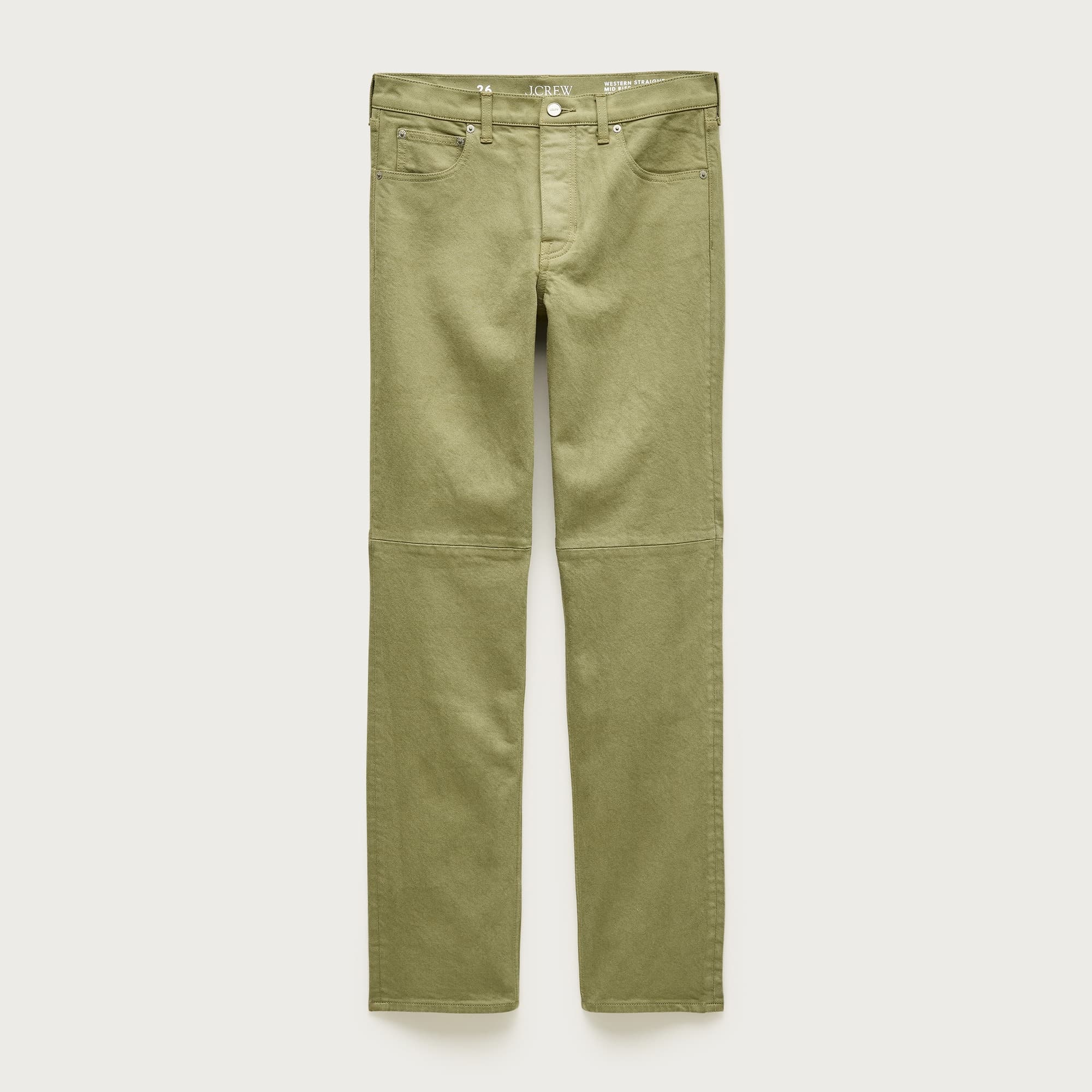 Garment-dyed western straight jean